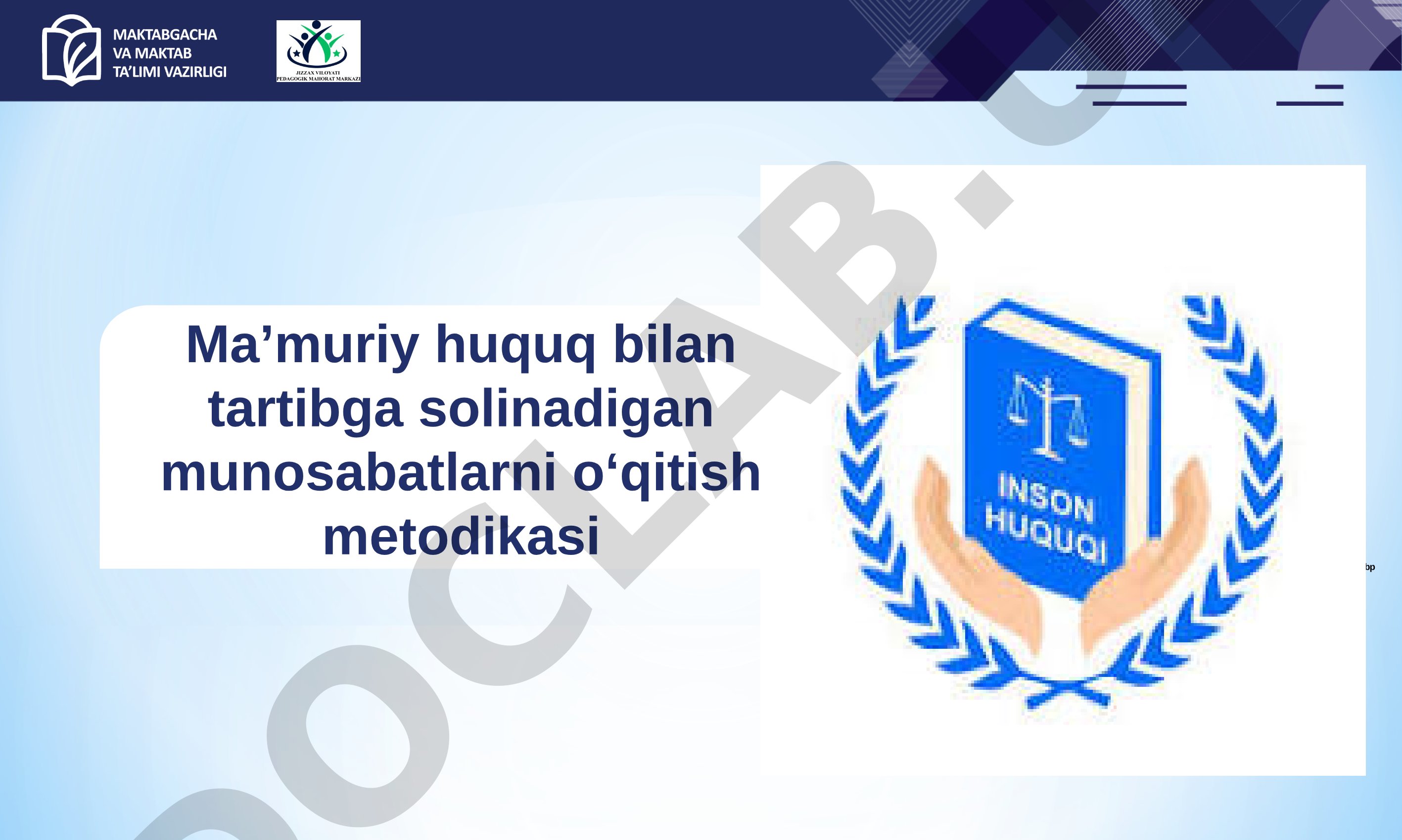Ma'muriy huquq bilan tartibga solinadigan munosabatlarni o'qitish metodikasi