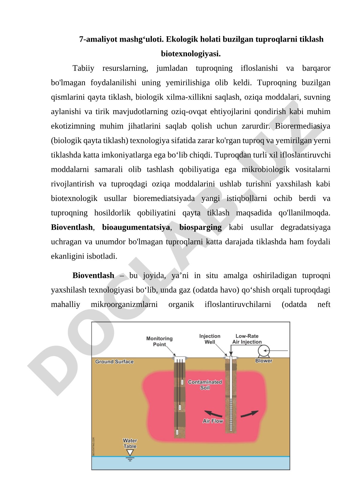 Ekologik holati buzilgan tuproqlarni tiklash biotexnologiyasi