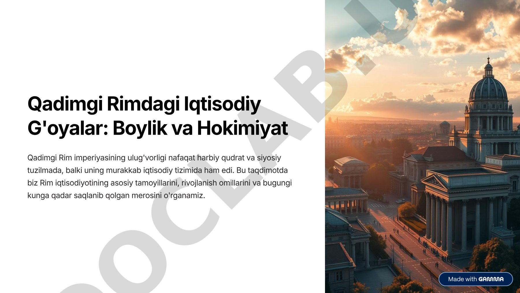 Qadimgi Rimdagi Iqtisodiy G'oyalar: Boylik va Hokimiyat