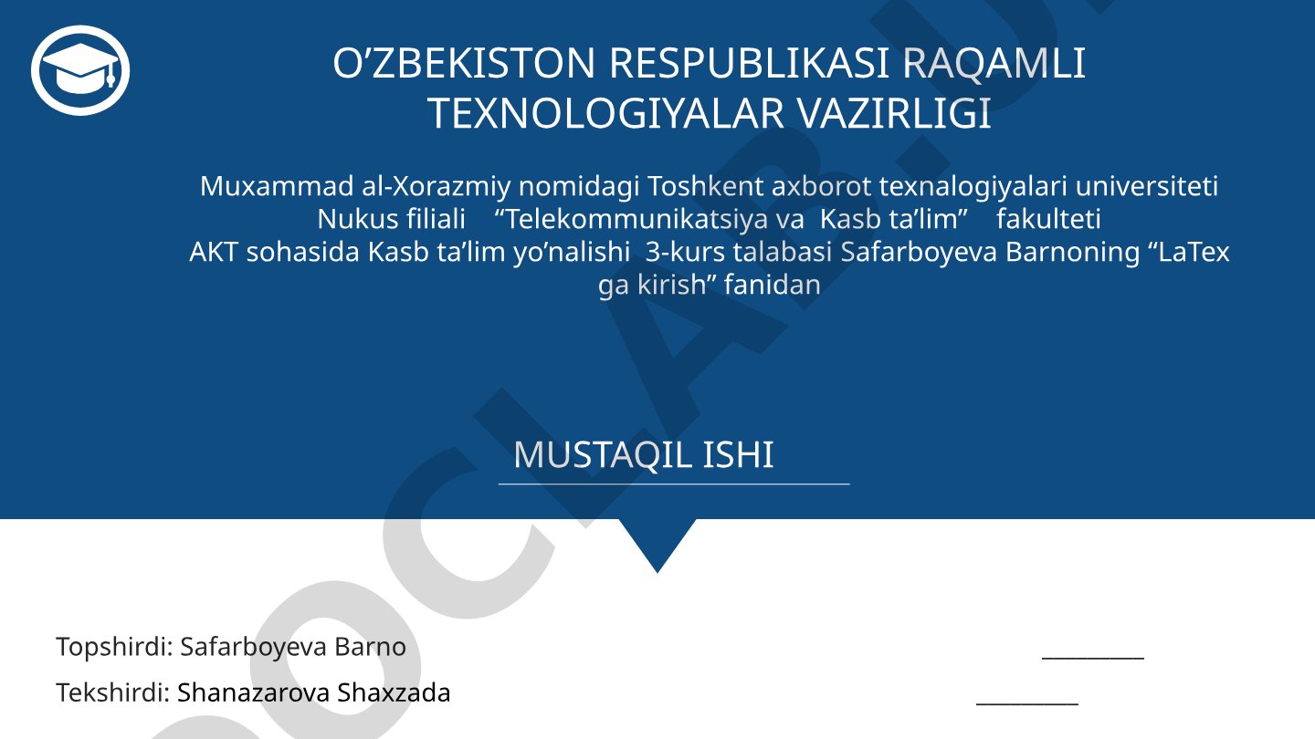 LaTeX ga kirish - Matn yaratish va shriftlar bilan ishlash