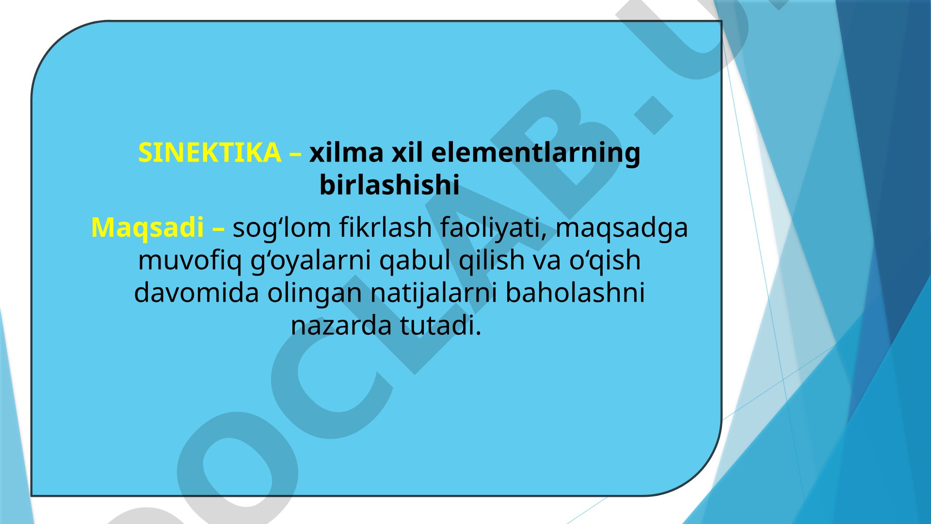 Sinektika metodi va otlarning turlari