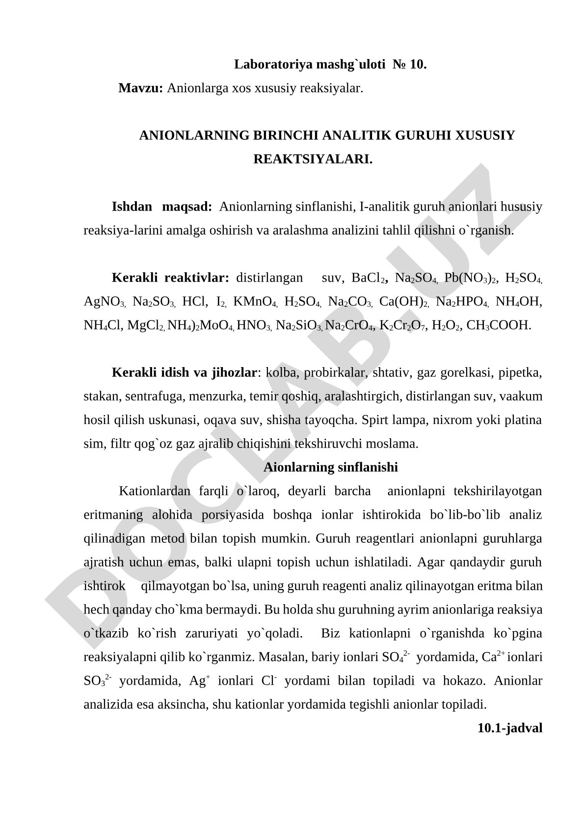Anionlarga xos xususiy reaksiyalar