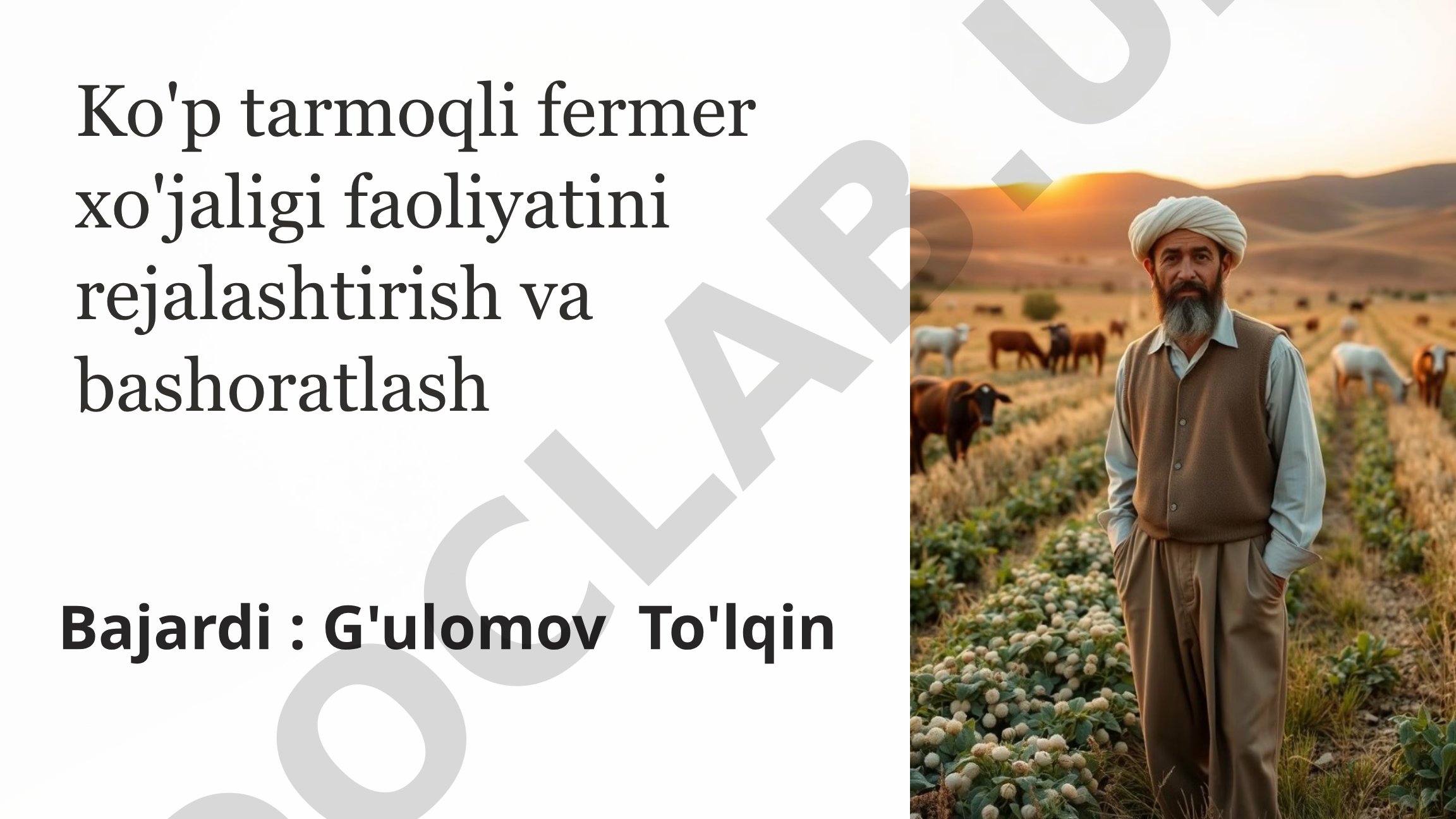 Ko'p tarmoqli fermer xo'jaligi faoliyatini rejalashtirish va bashoratlash