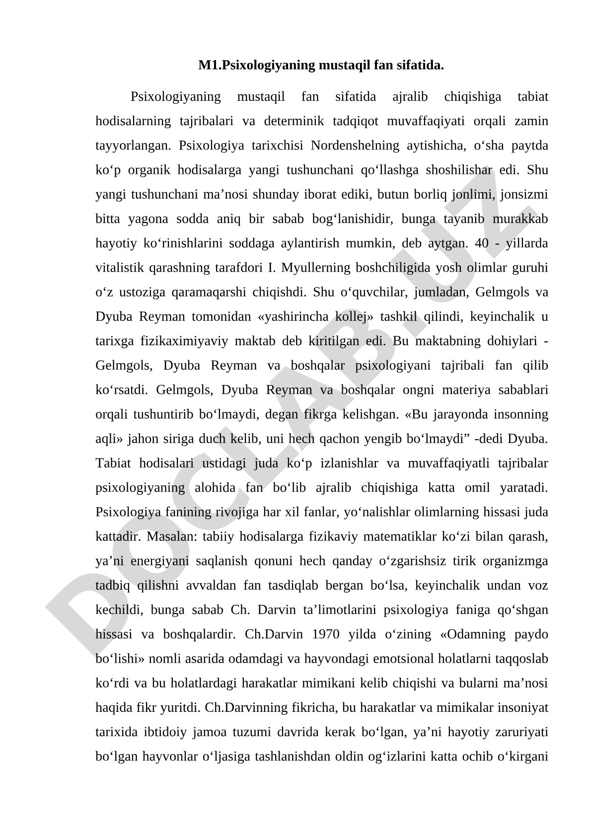 Psixologiyaning mustaqil fan sifatida