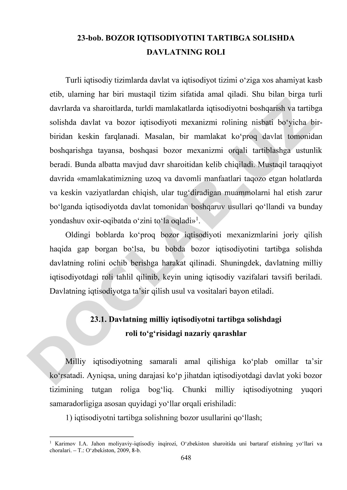 Davlatning milliy iqtisodiyotni tartibga solishdagi roli