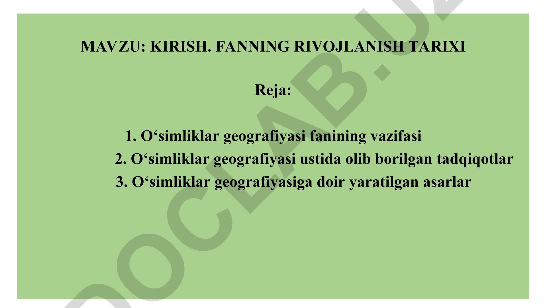 KIRISH. FANNING RIVOJLANISH TARIXI