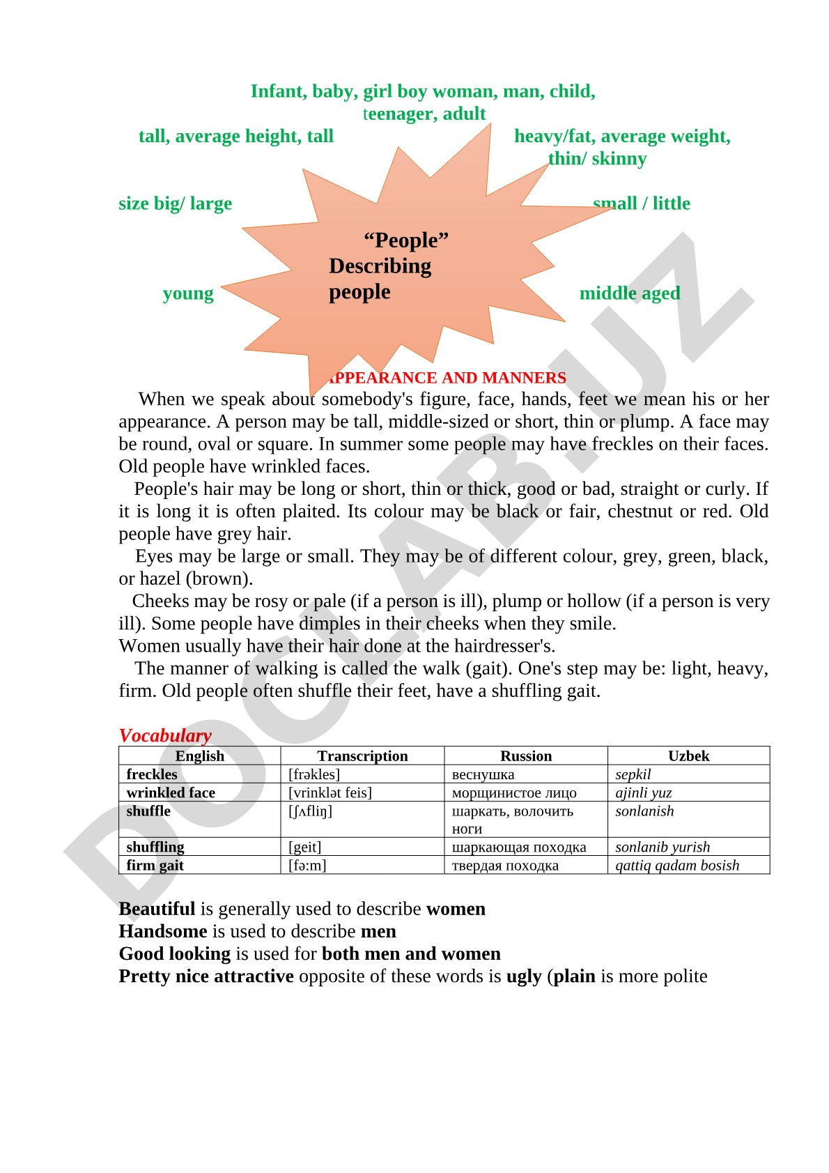 Describing People's Appearance and Manners