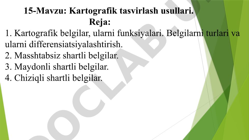 Kartografik tasvirlash usullari