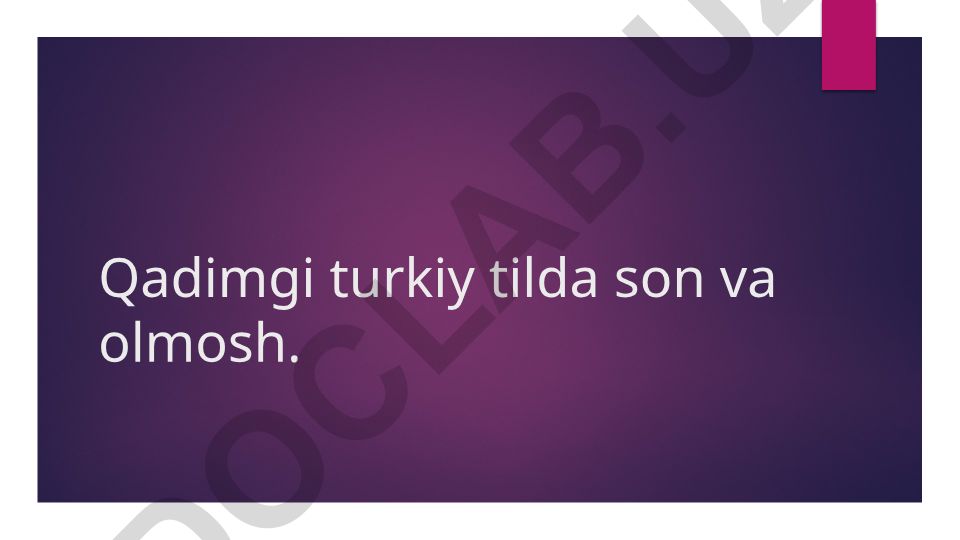 Qadimgi turkiy tilda son va olmosh so'z turkumlari