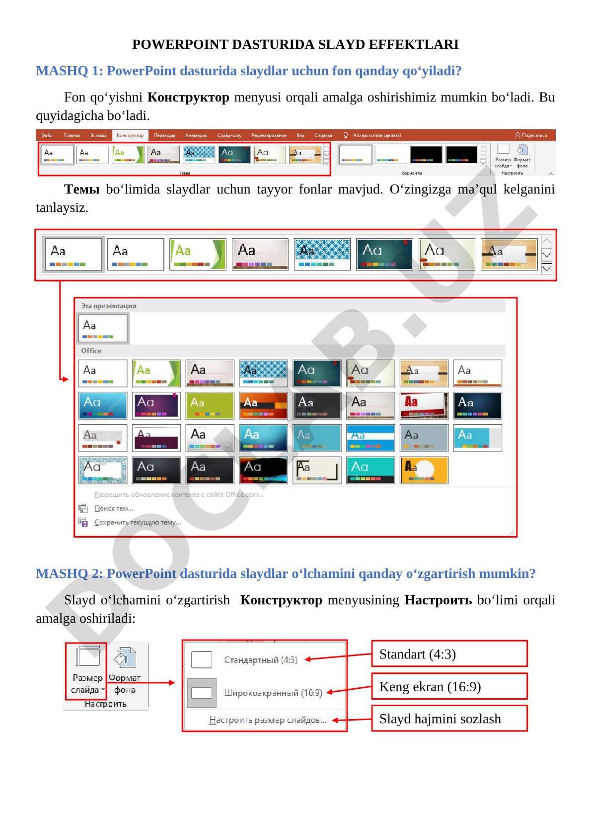 PowerPoint dasturida slayd effektlari