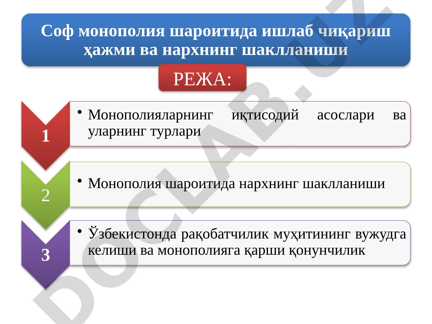 Соф монополия шароитида ишлаб чиқариш ҳажми ва нархнинг шаклланиши