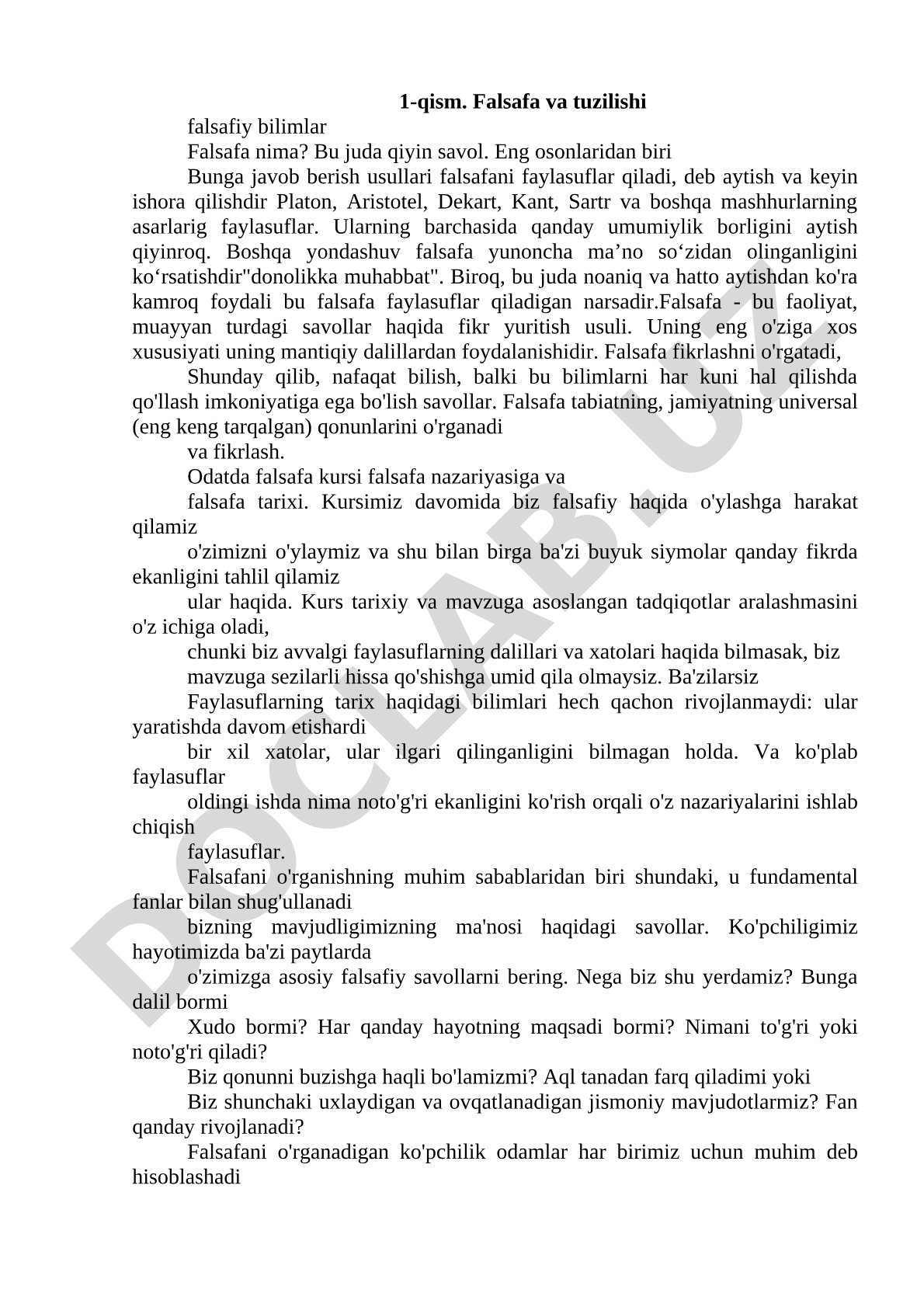 Falsafa va falsafiy bilimlar tuzilishi