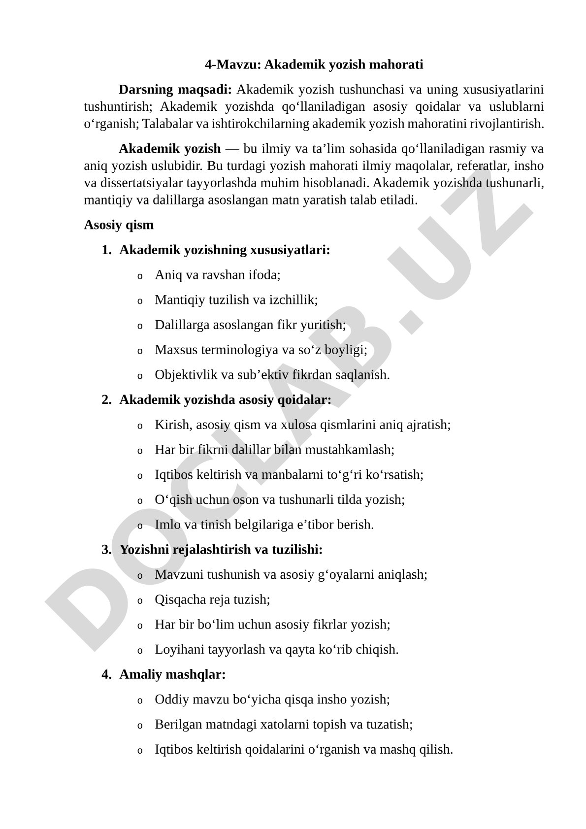 Akademik yozish mahorati