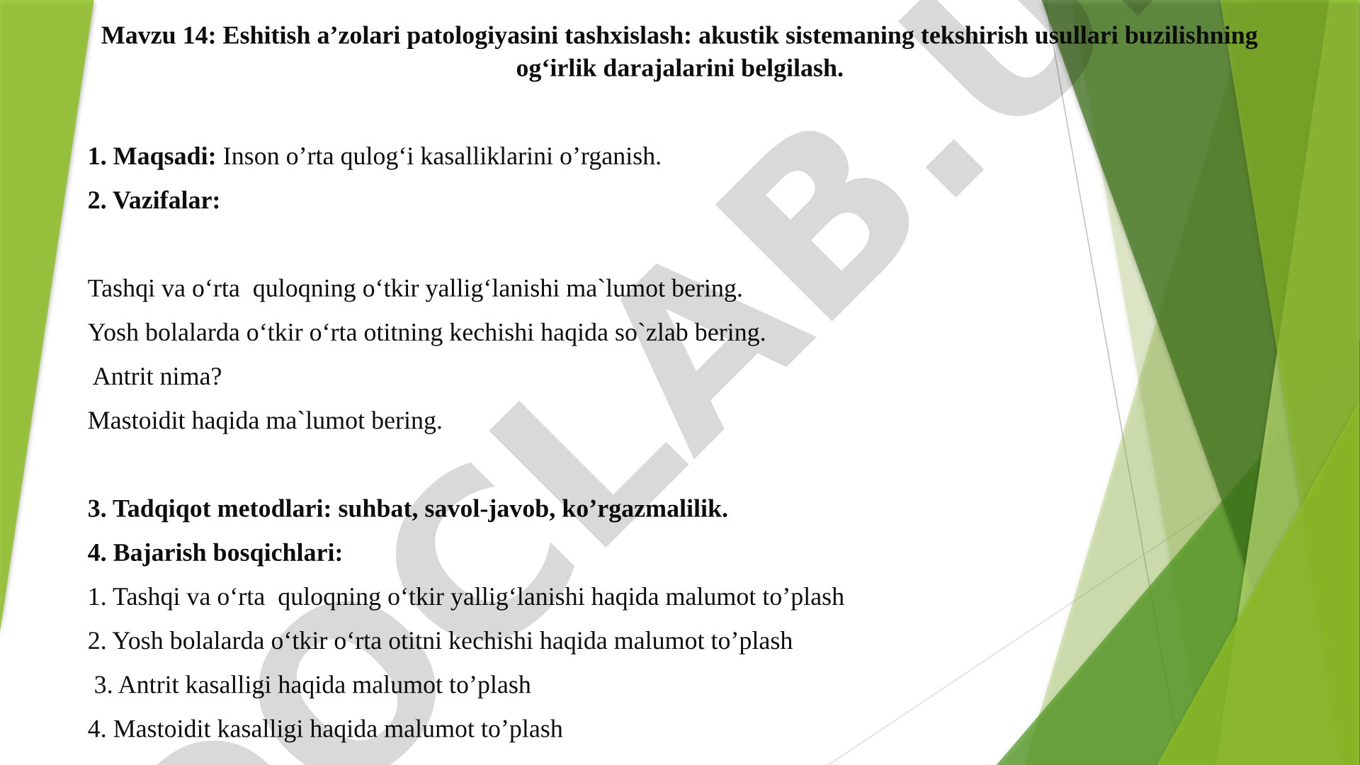 Eshitish a'zolari patologiyasini tashxislash: akustik sistemaning tekshirish usullari buzilishning og'irlik darajalarini belgilash