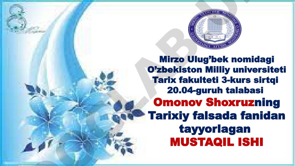 Tarixiy falsafa fanidan mustaqil ish