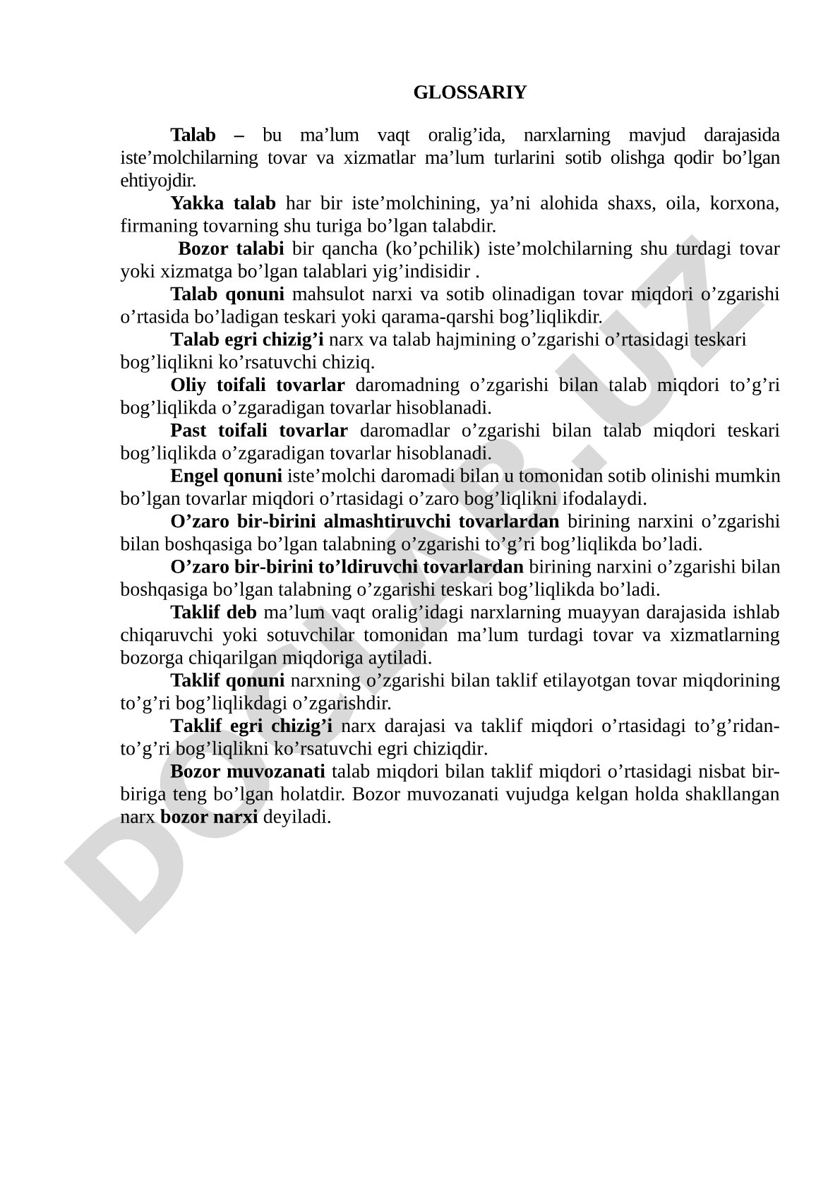 Iqtisodiy talab tushunchalari