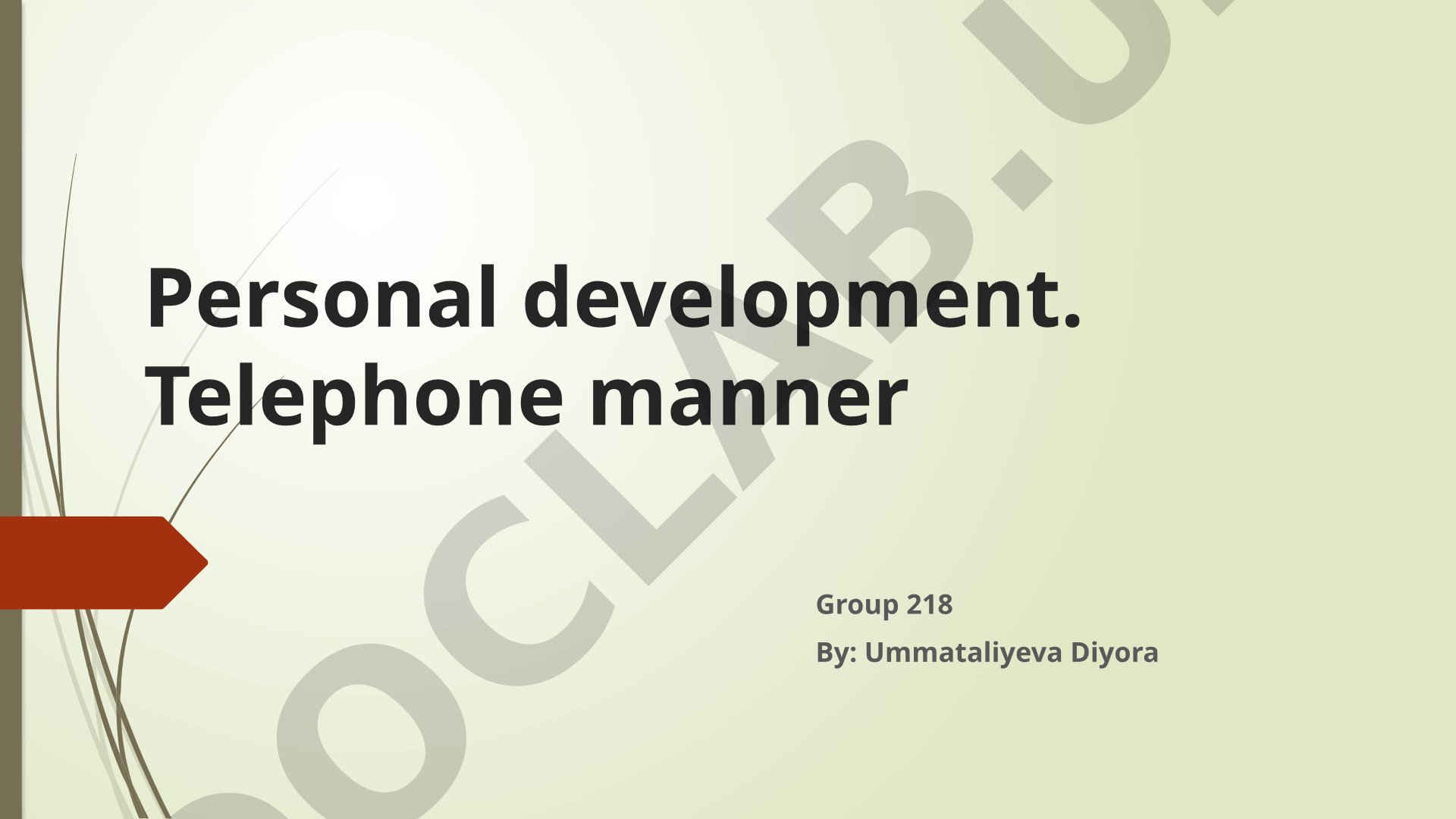 Personal Development and Telephone Manner