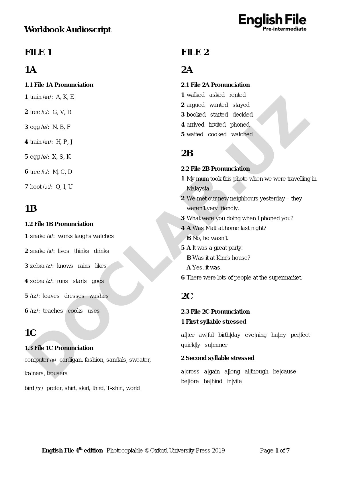 English Workbook Audioscript (Units 1-2)