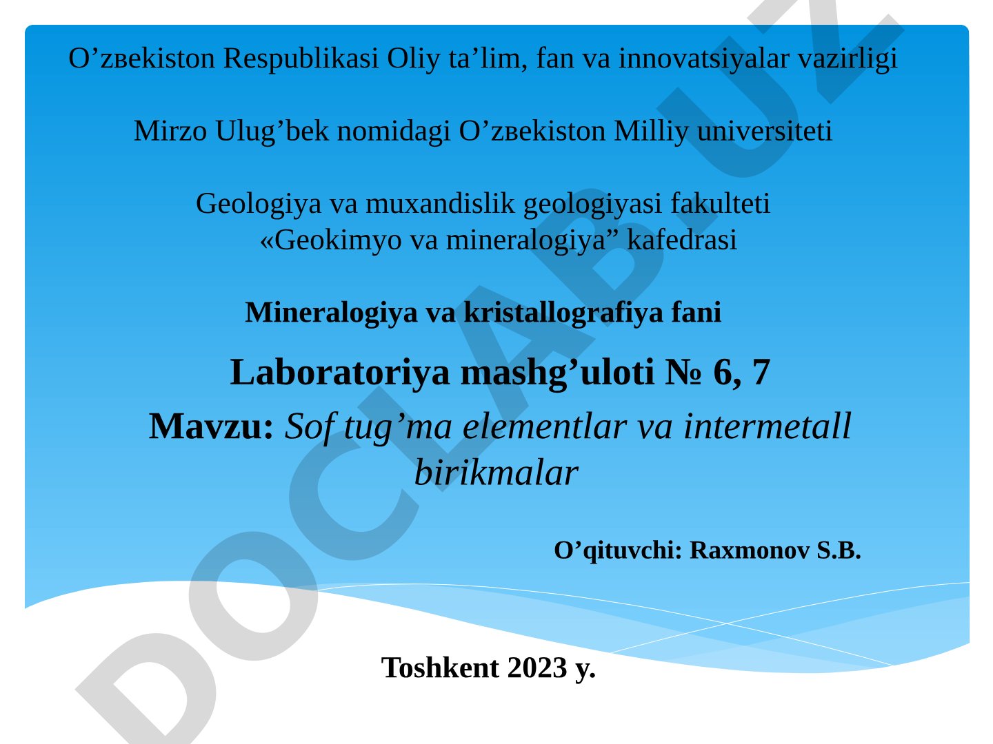 Sof tug'ma elementlar va intermetall birikmalar