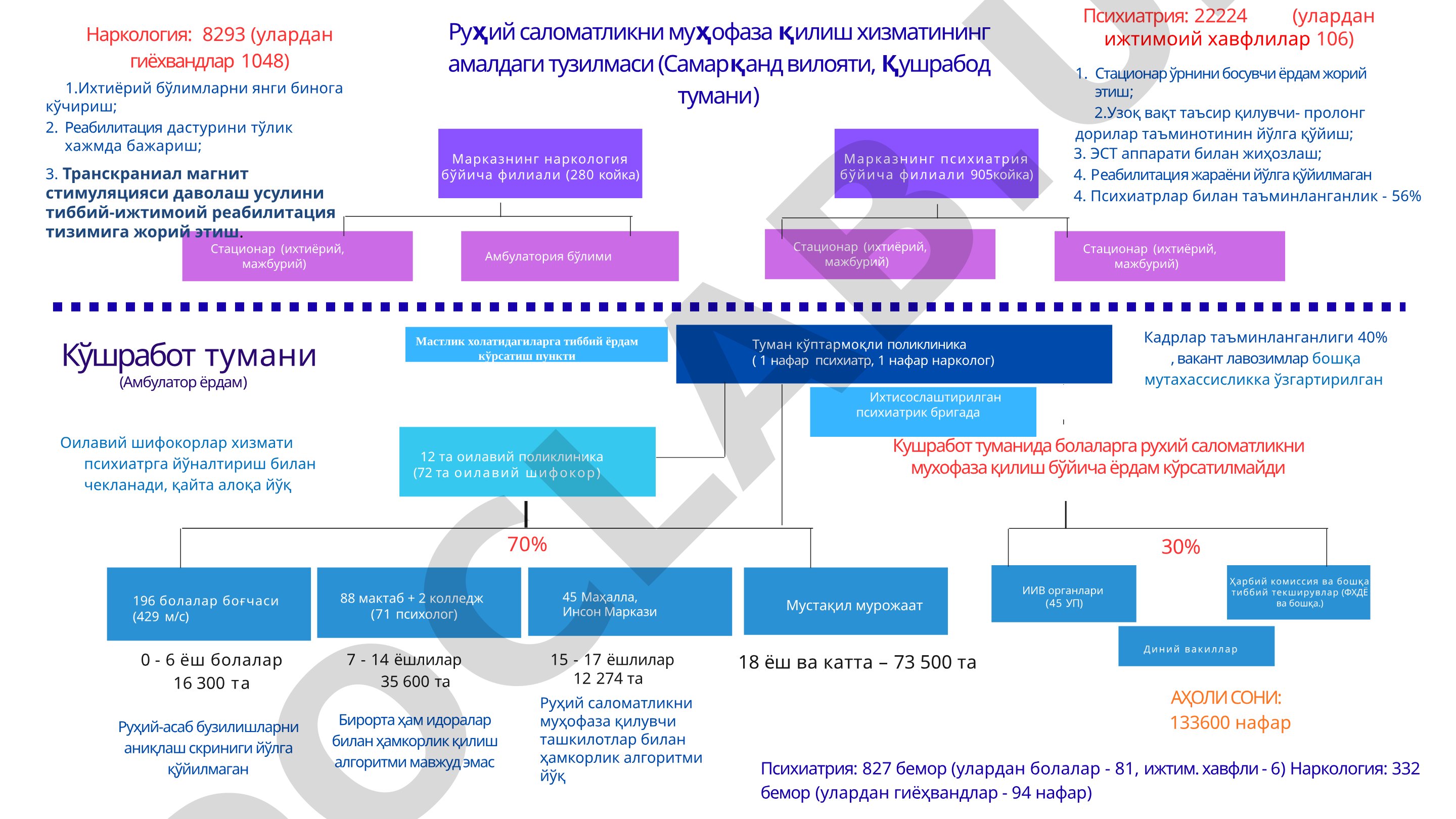 Кушработ туманида руҳий саломатлик хизмати ҳолати ва муаммолар