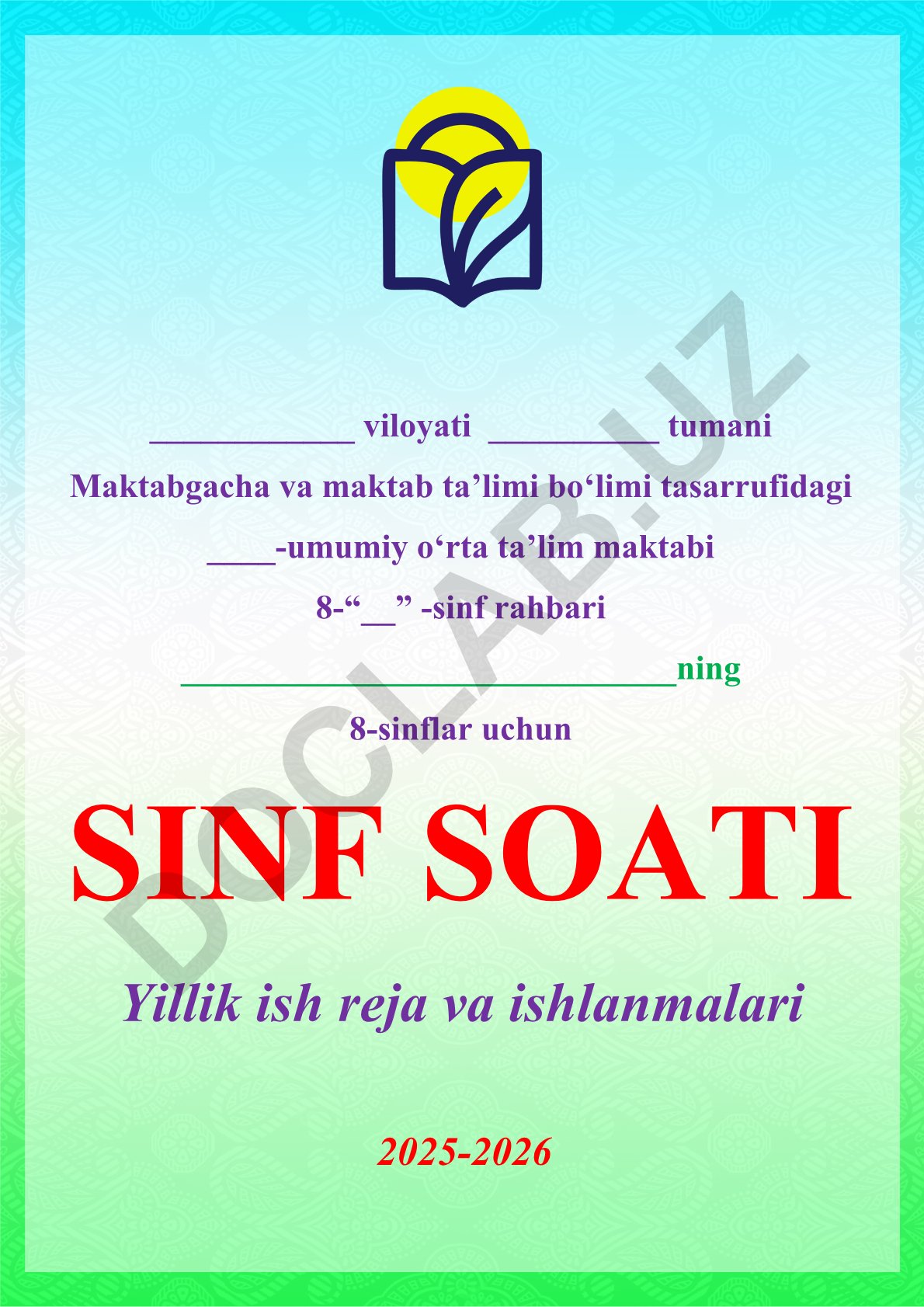 8-sinf sinf soati ish reja konspekti