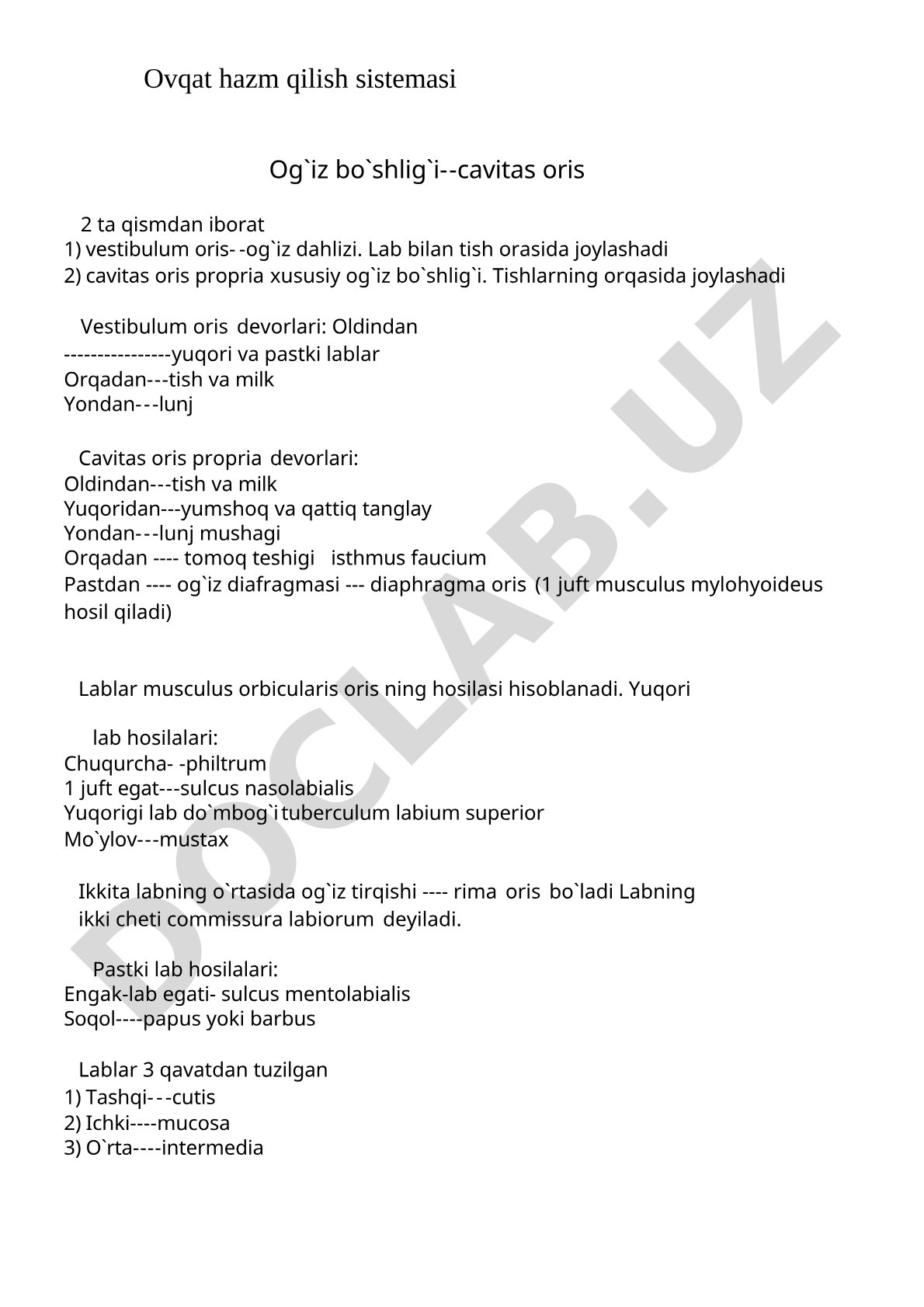 Ovqat hazm qilish sistemasi