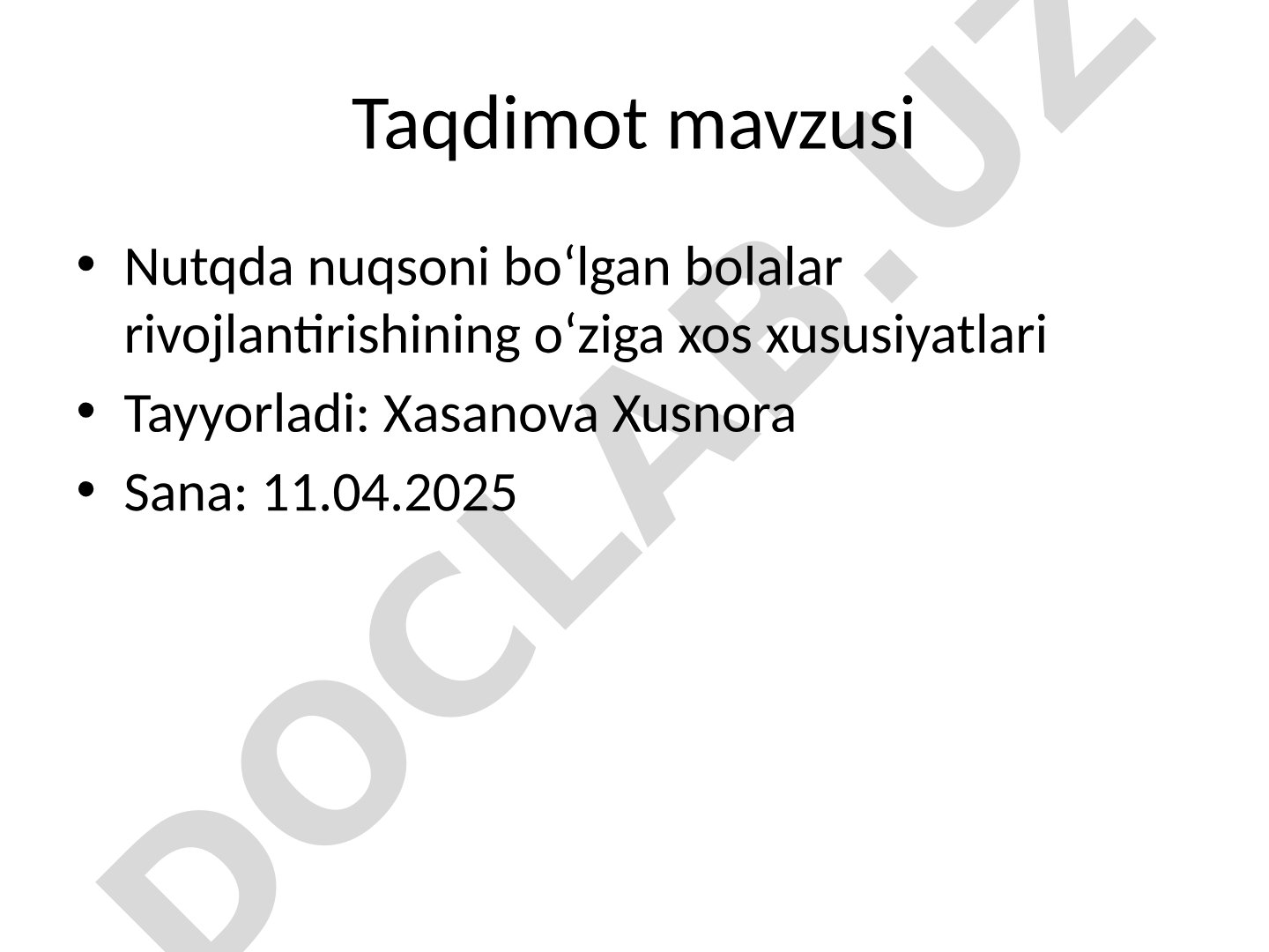 Nutqda nuqsoni boʻlgan bolalar rivojlantirishining oʻziga xos xususiyatlari