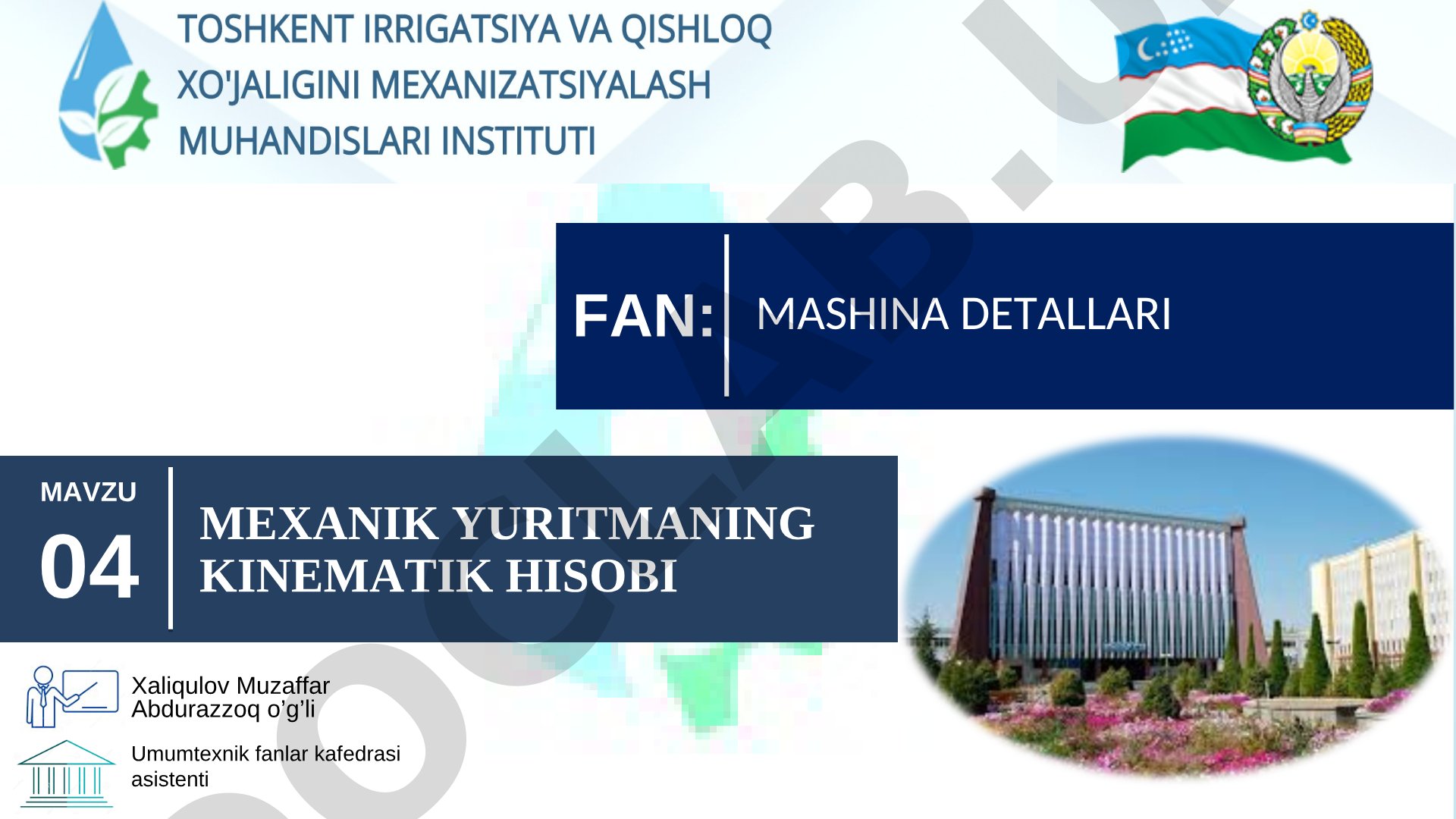 Mexanik yuritmaning kinematik hisobi