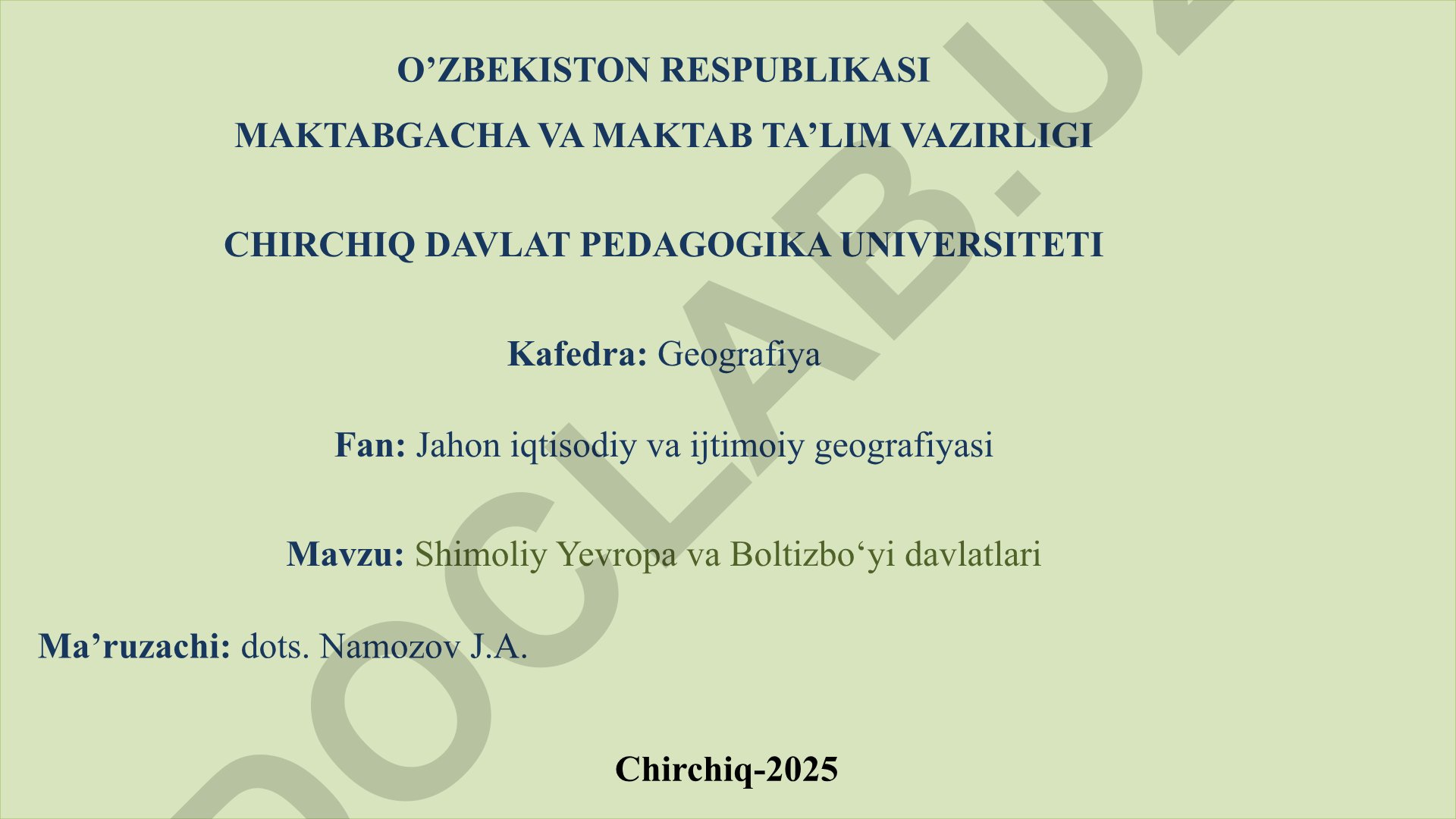 Shimoliy Yevropa va Boltiqbo‘yi davlatlarining geografiyasi