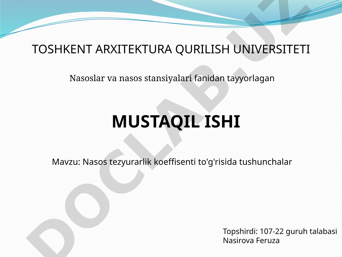 Nasos tezyurarlik koeffisenti to'g'risida tushunchalar
