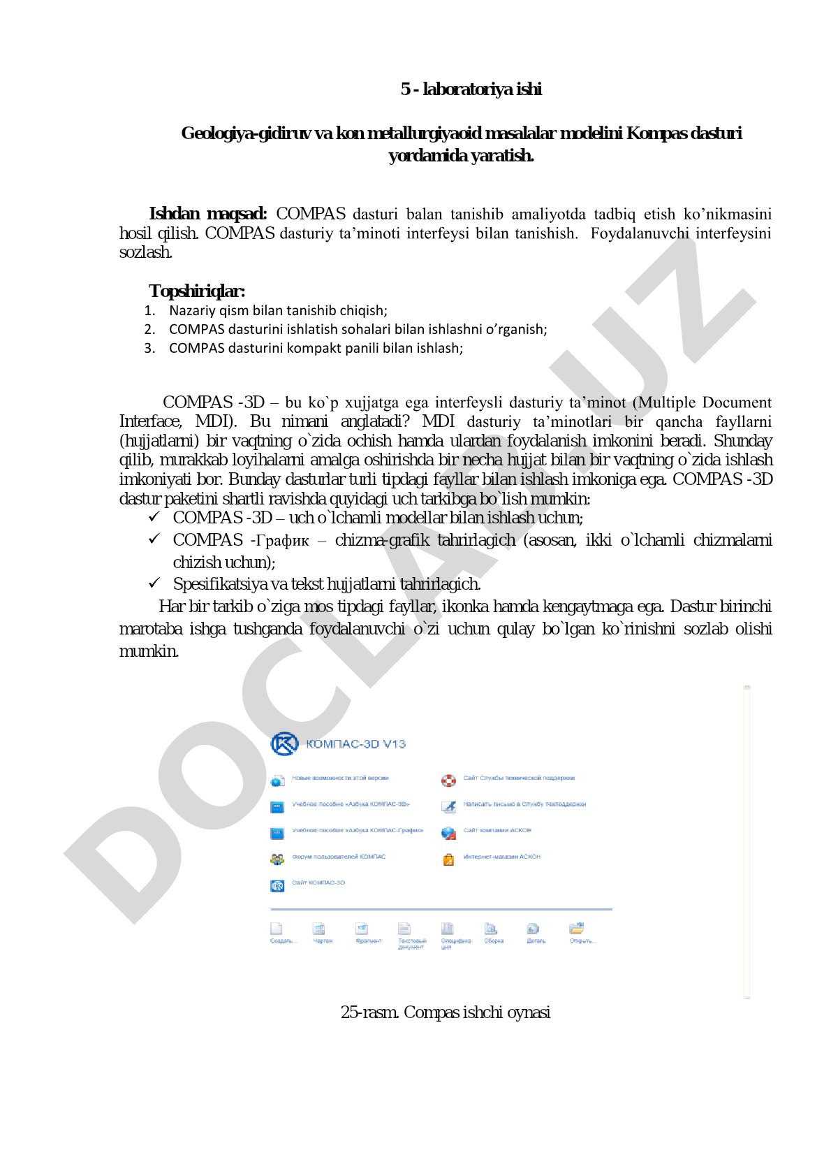 Geologiya-gidiruv va kon metallurgiyaoid masalalar modelini Kompas dasturi yordamida yaratish