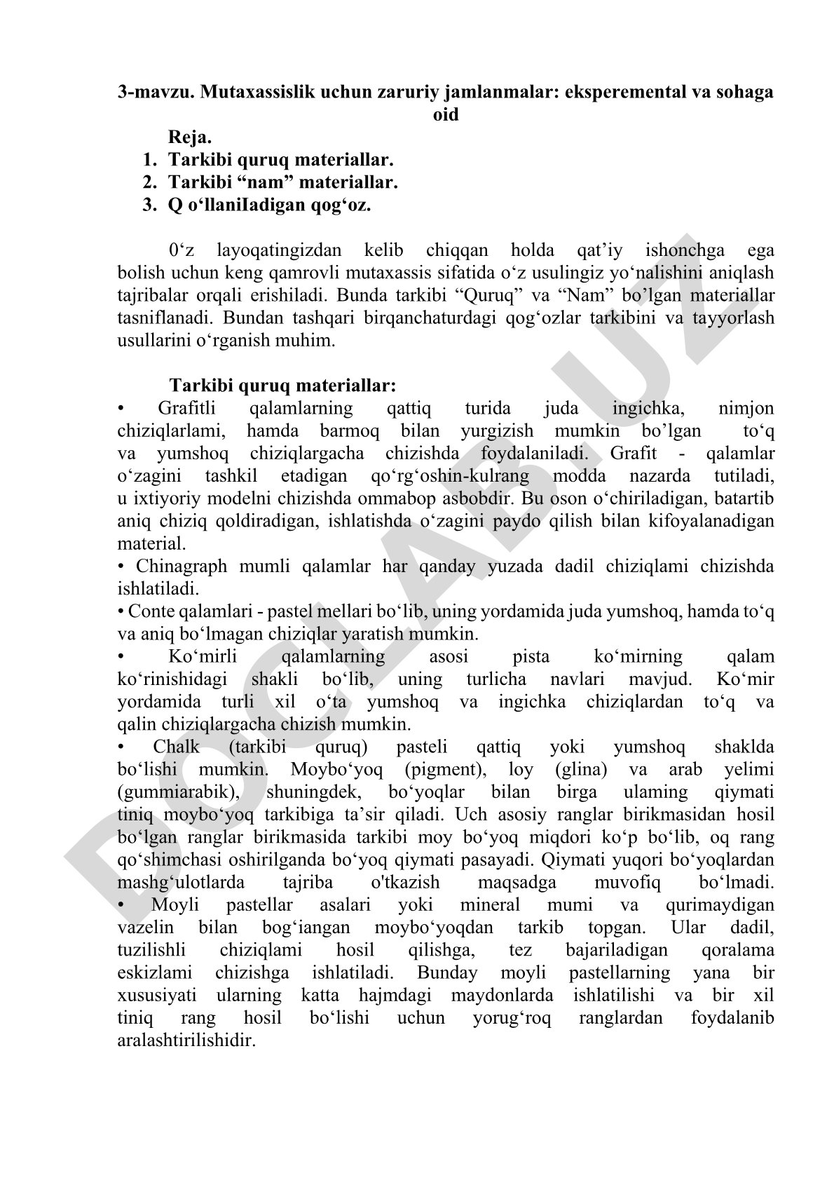 Mutaxassislik uchun zaruriy jamlanmalar: eksperemental va sohaga oid