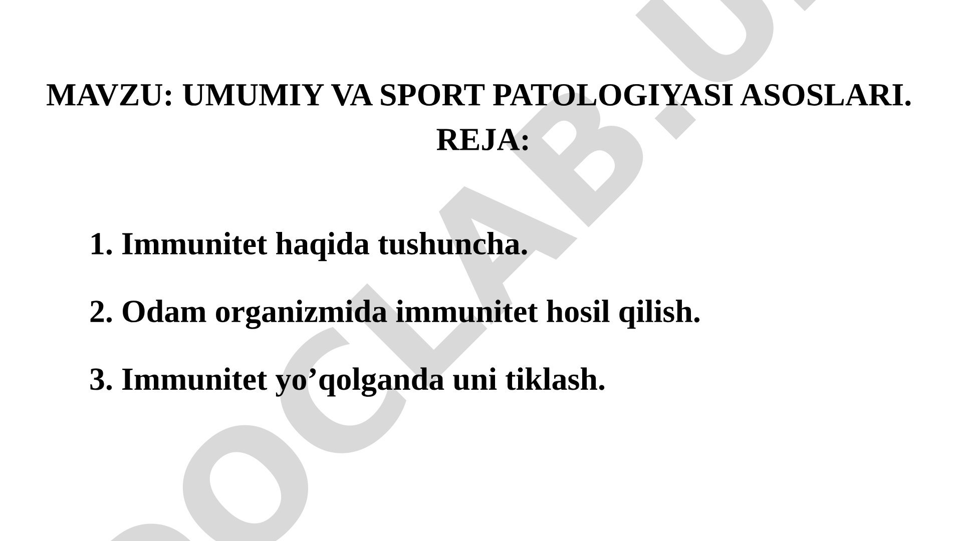 Umumiy va sport patologiyasi asoslari