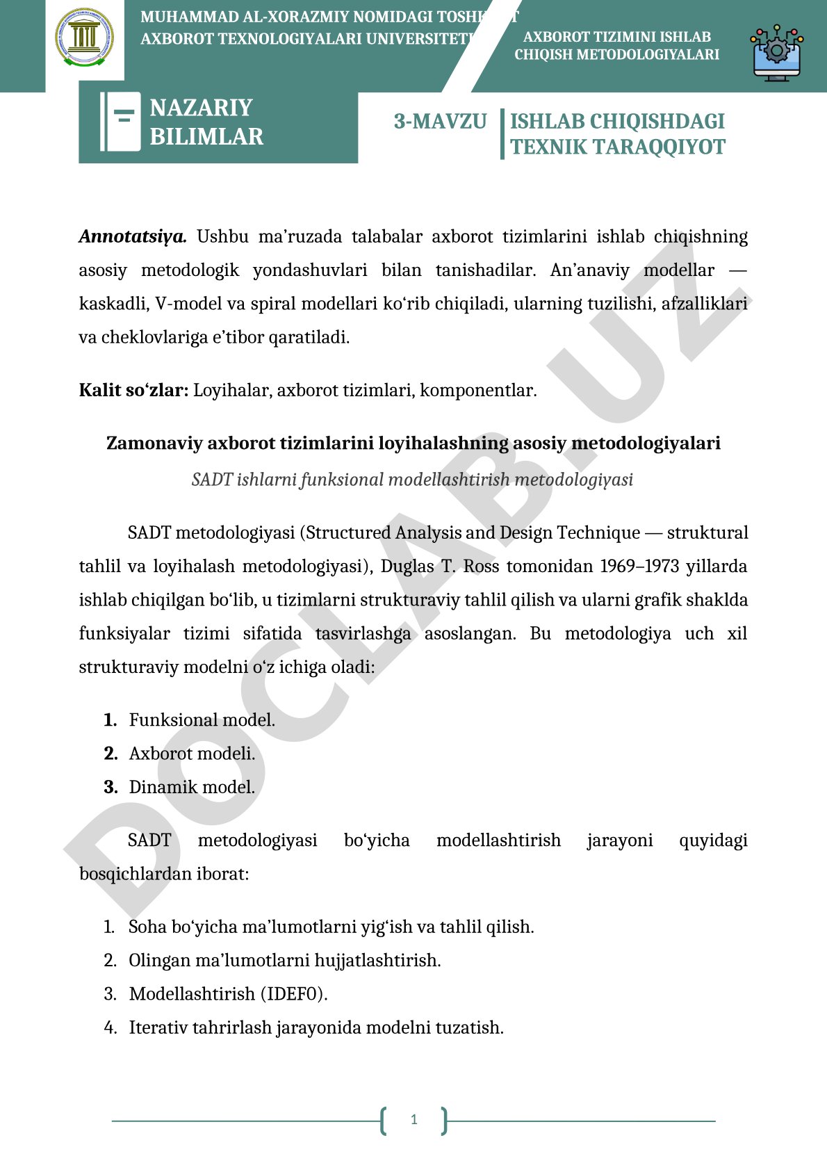 Ishlab chiqishdagi texnik taraqqiyot nazariy bilimlar