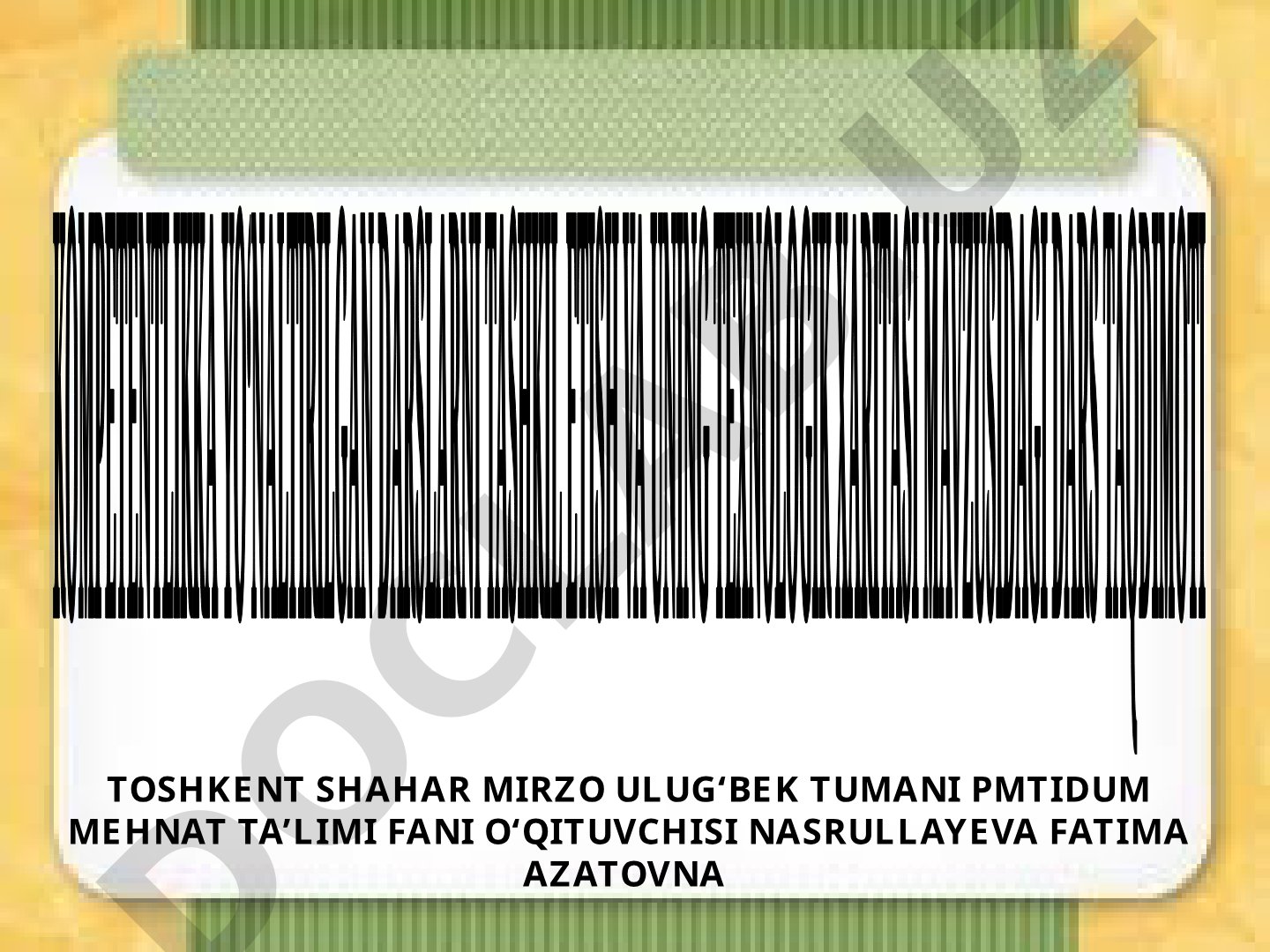 Kompetentlikka yo‘naltirilgan darslarni tashkil etish va uning texnologik xaritasi