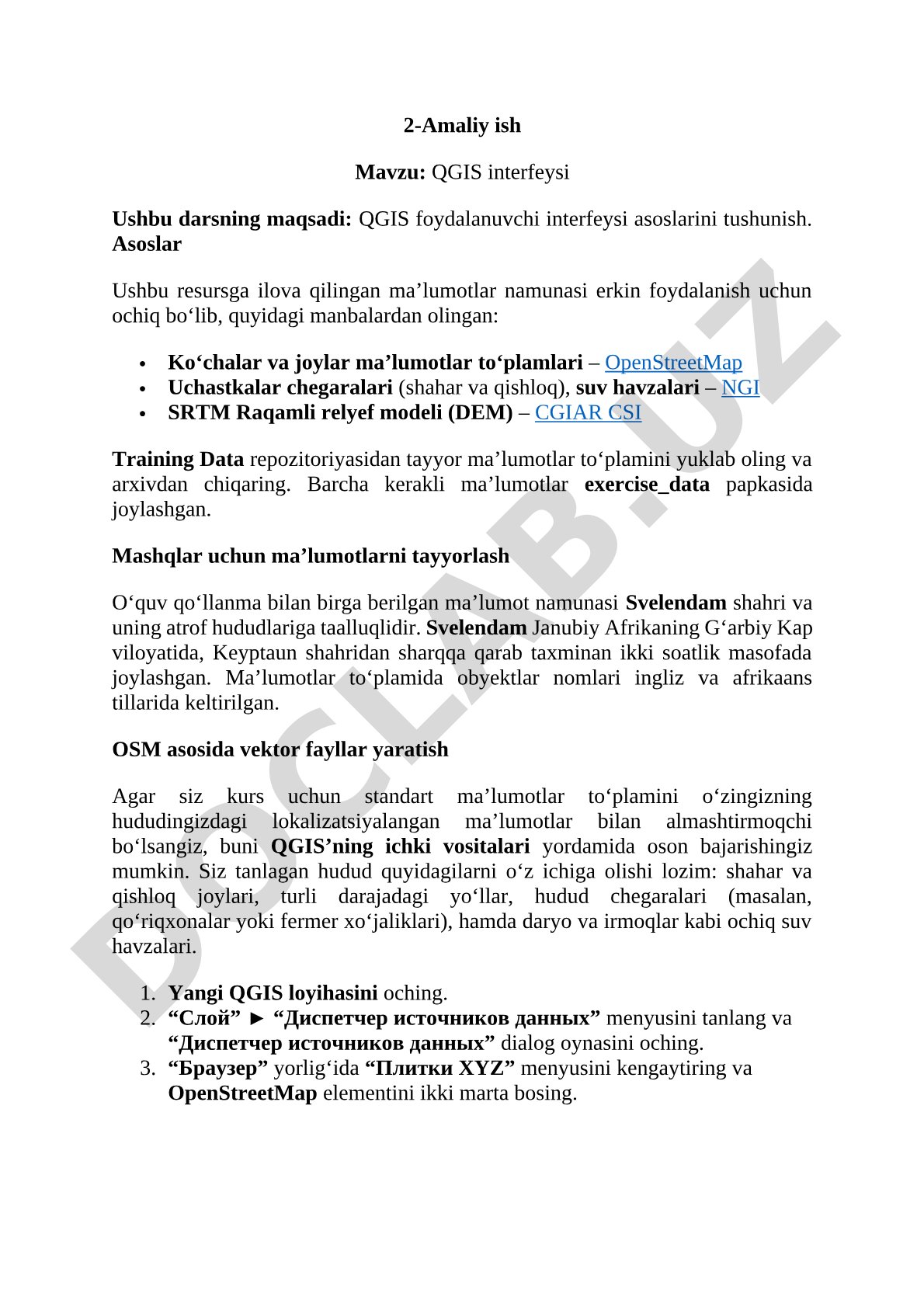 QGIS interfeysi