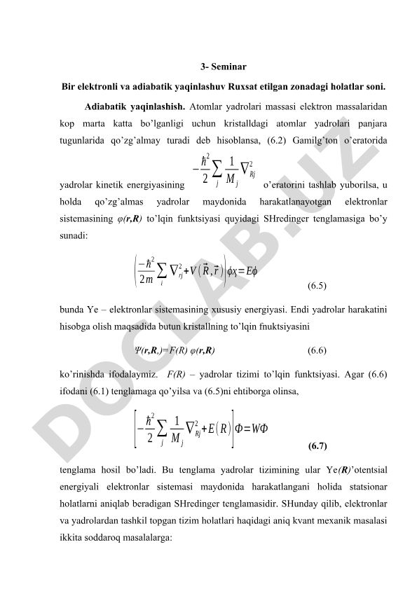 Elektronli va adiabatik yaqinlashuv