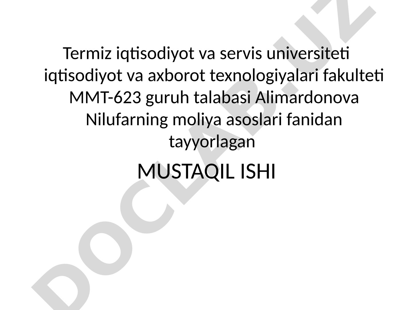 Moliya YaIM tasdiqlash vositasi sifatida