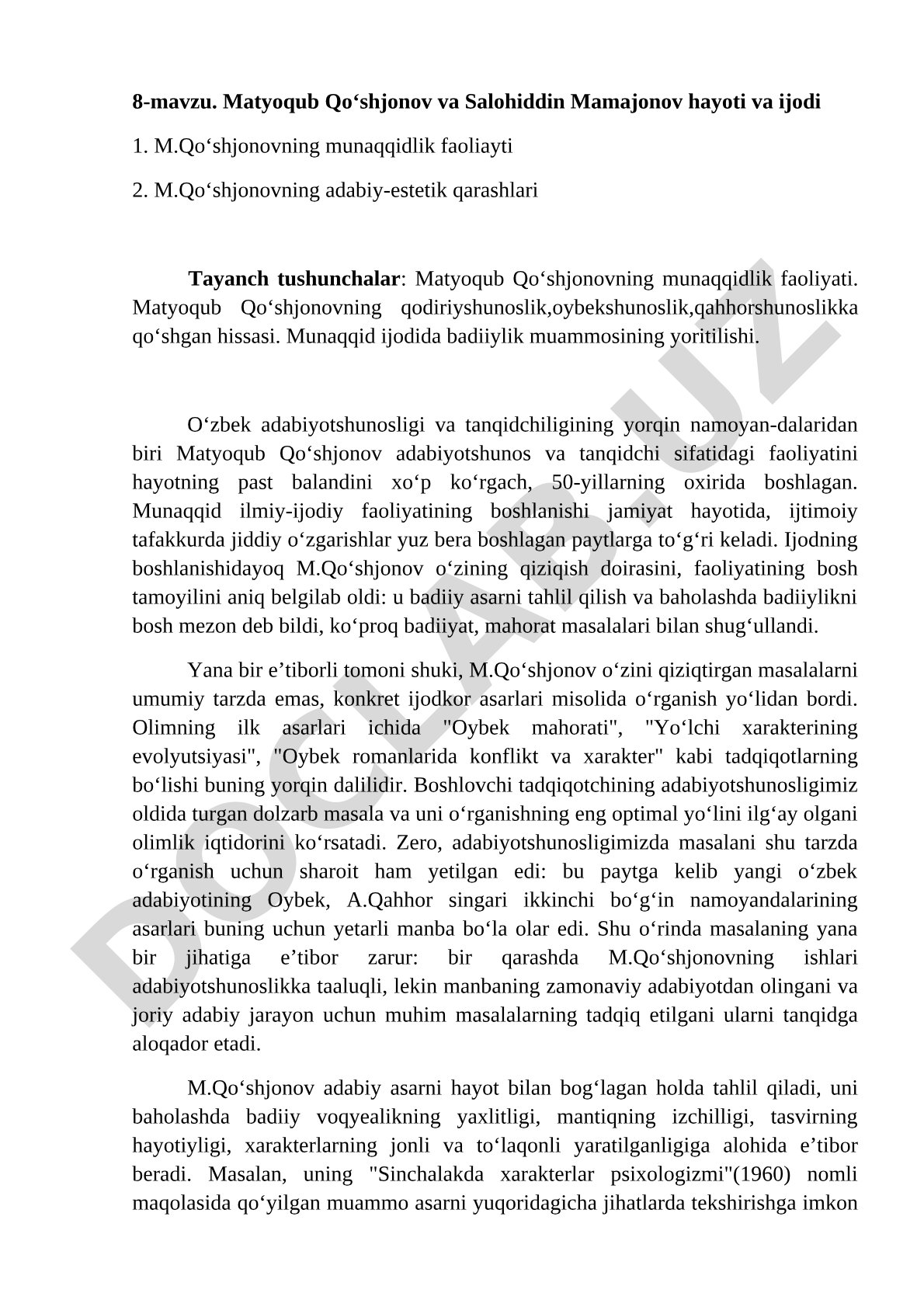 Matyoqub Qo‘shjonov va Salohiddin Mamajonov hayoti va ijodi