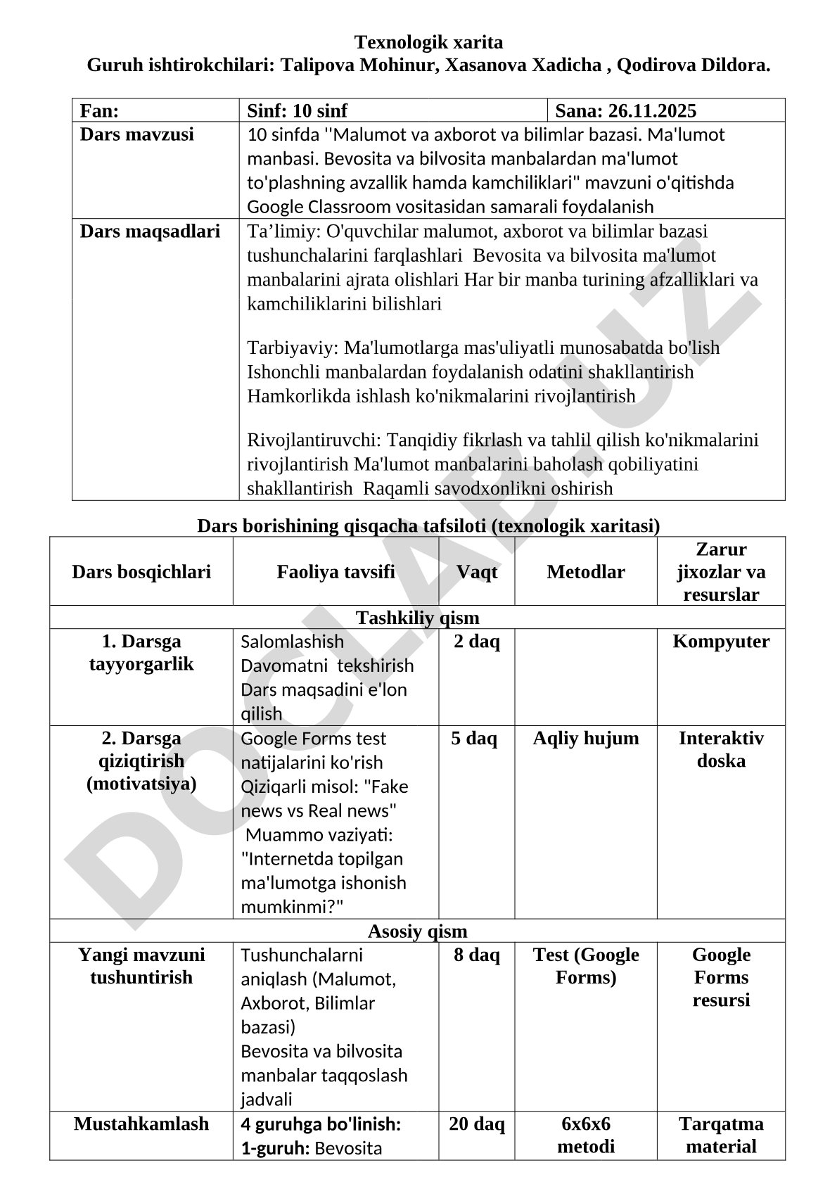 Malumot va axborot va bilimlar bazasi