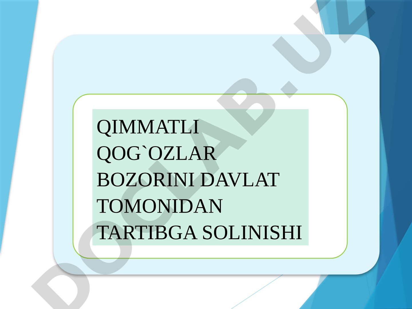Qimmatli qog'ozlar bozorini davlat tomonidan tartibga solinishi