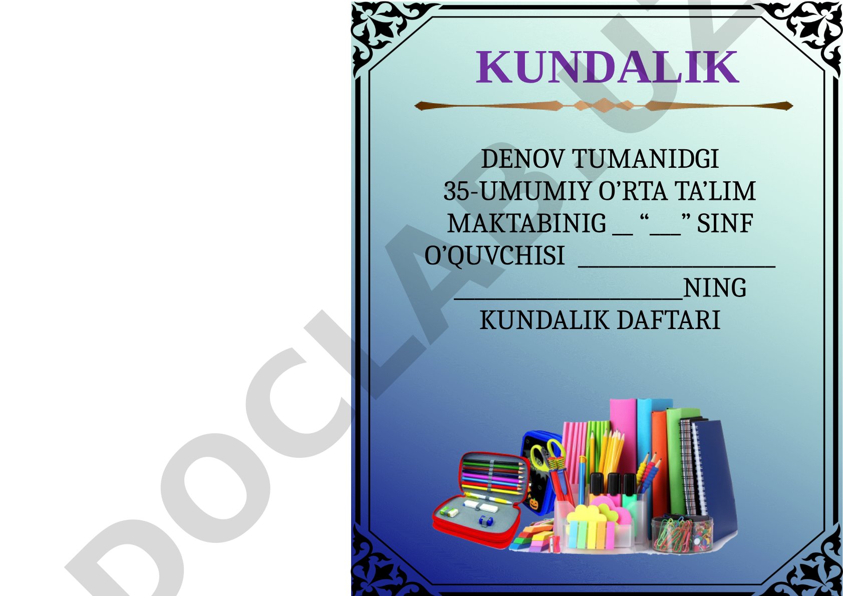 O'quvchi kundalik daftari