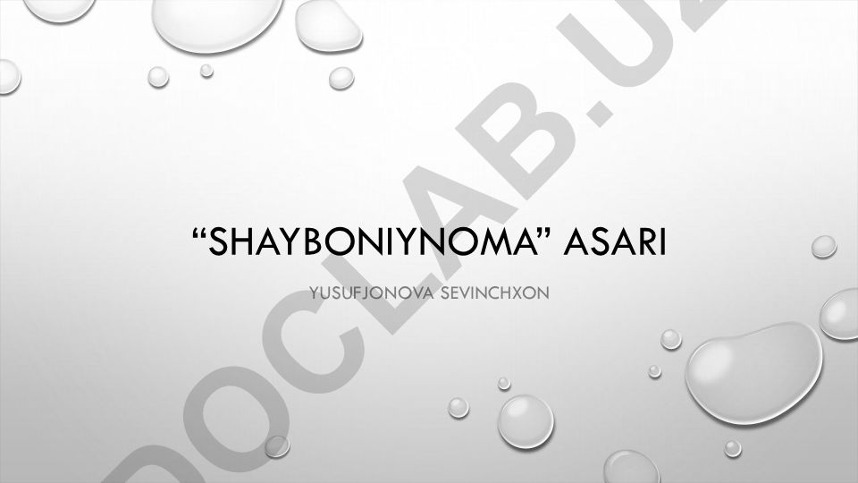 Muhammad Solihning Shayboniynoma asari