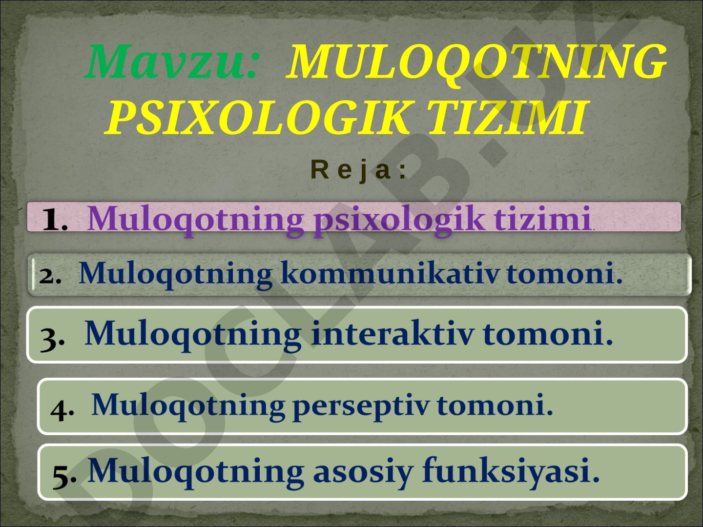 Muloqotning psixologik tizimi