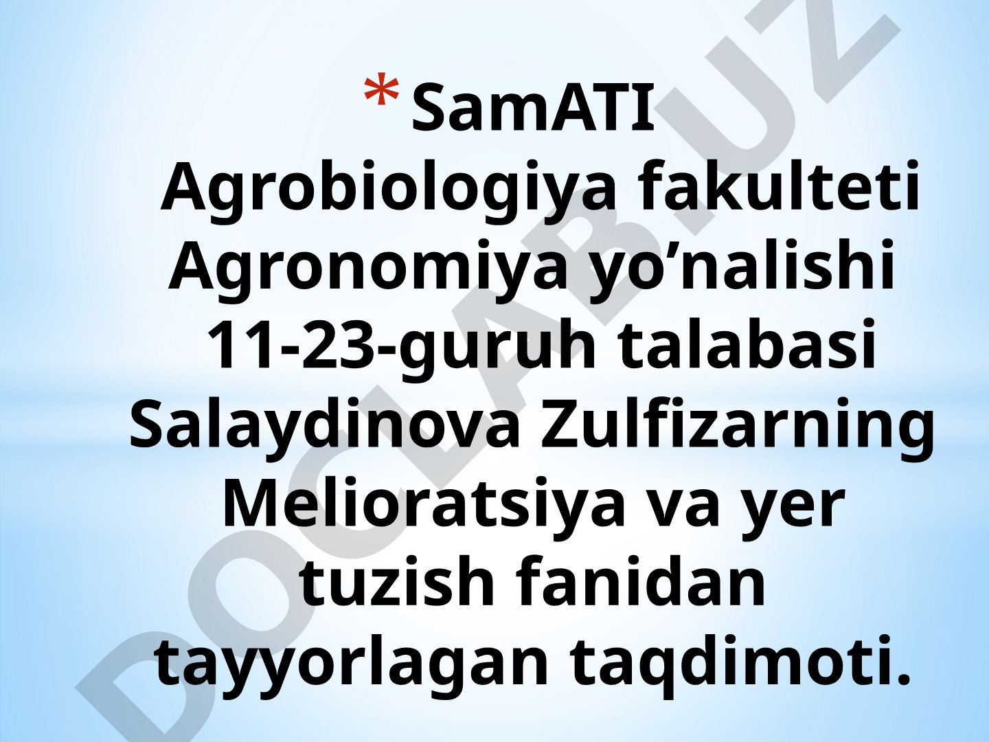 O’rtacha va kuchli sho’rlangan yerlarni o’zlashtirish texnologiyasi va ulardan samarali foydalanish yo’llari