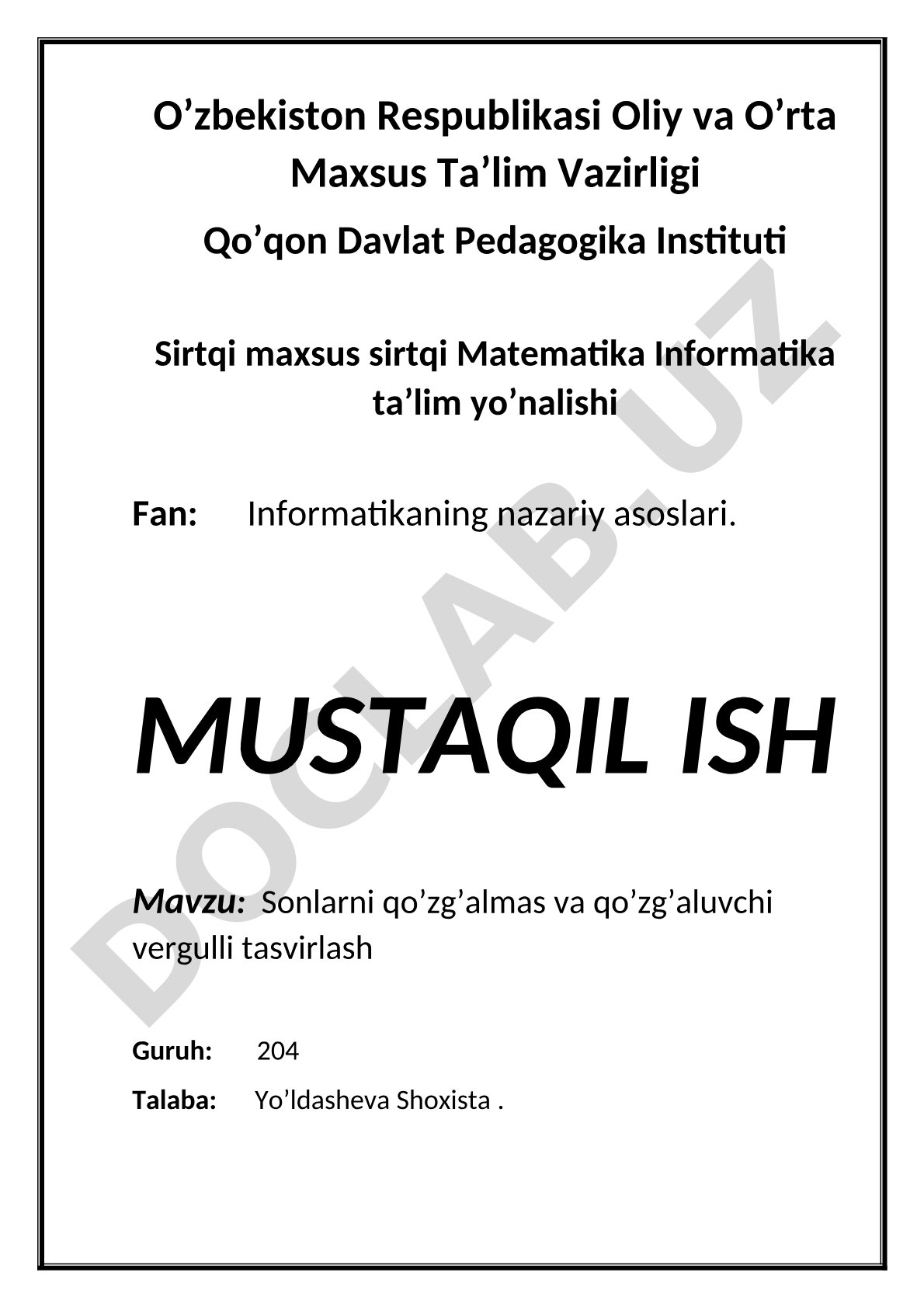 Sonlarni qo’zg’almas va qo’zg’aluvchi vergulli tasvirlash