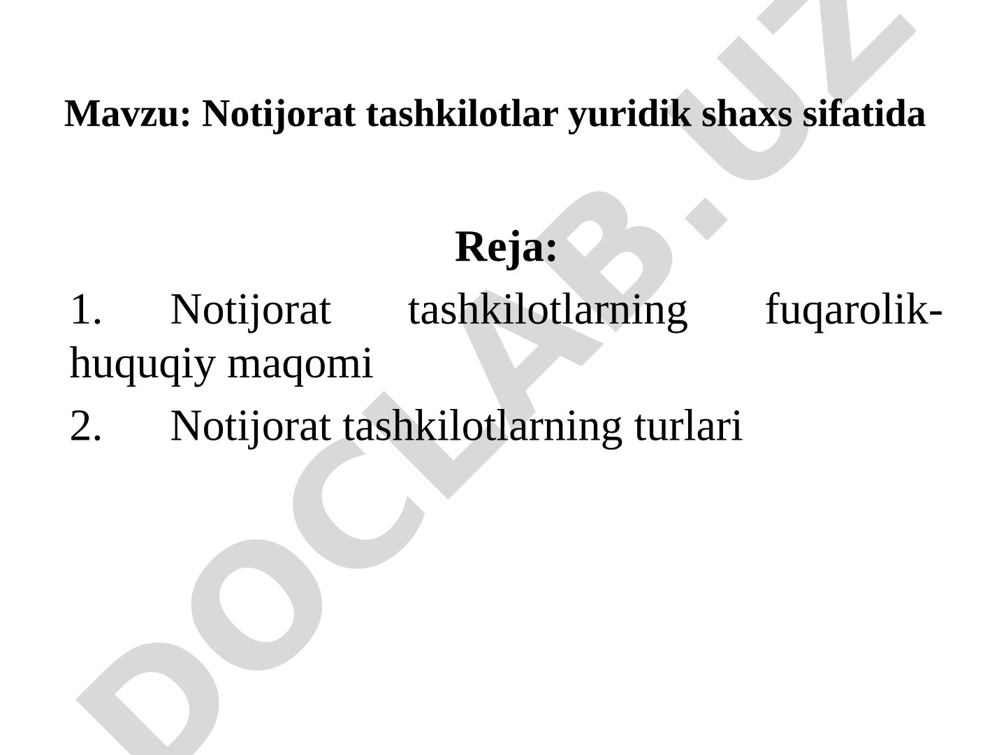 Notijorat tashkilotlar yuridik shaxs sifatida