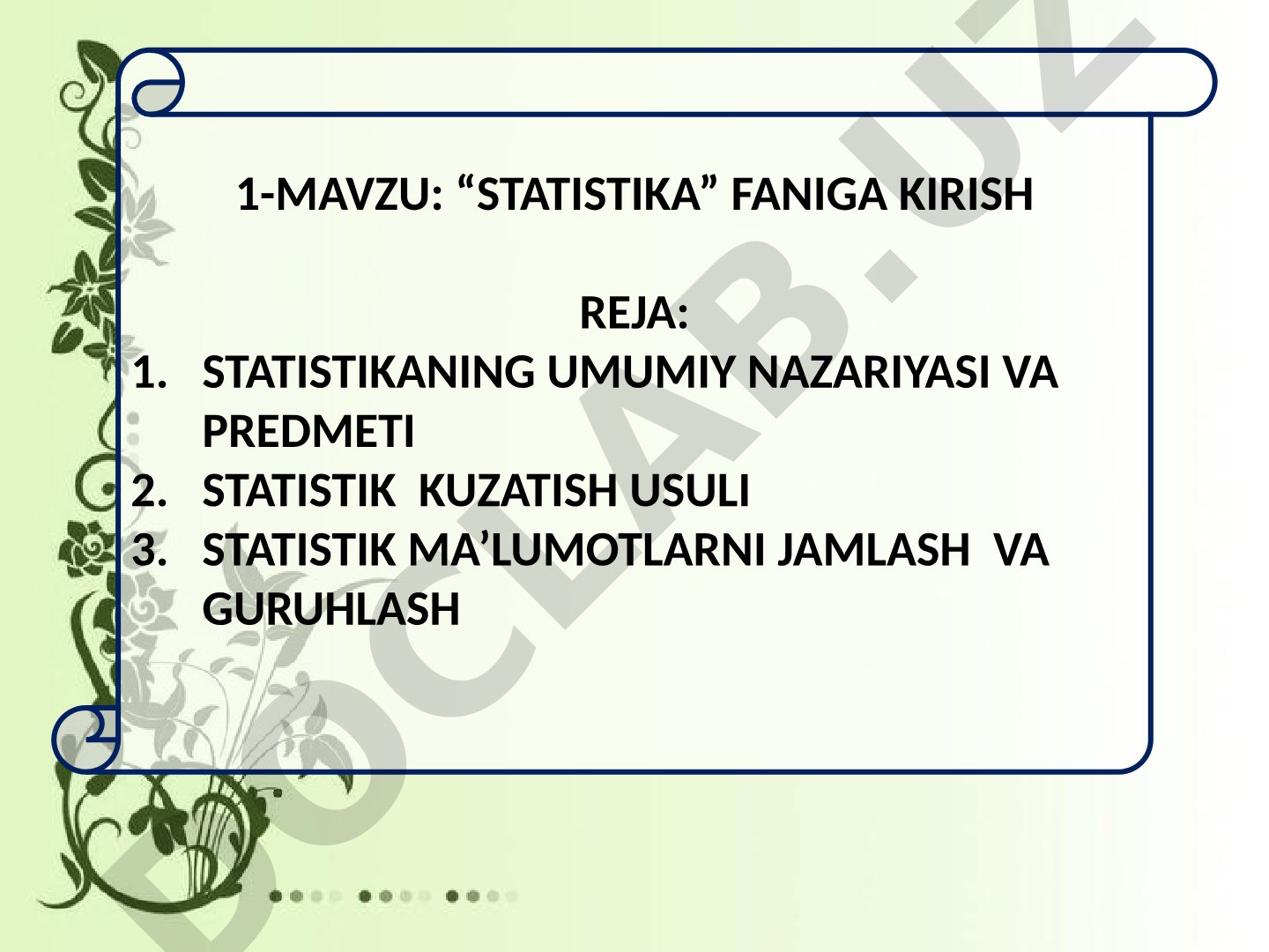 Statistika faniga kirish