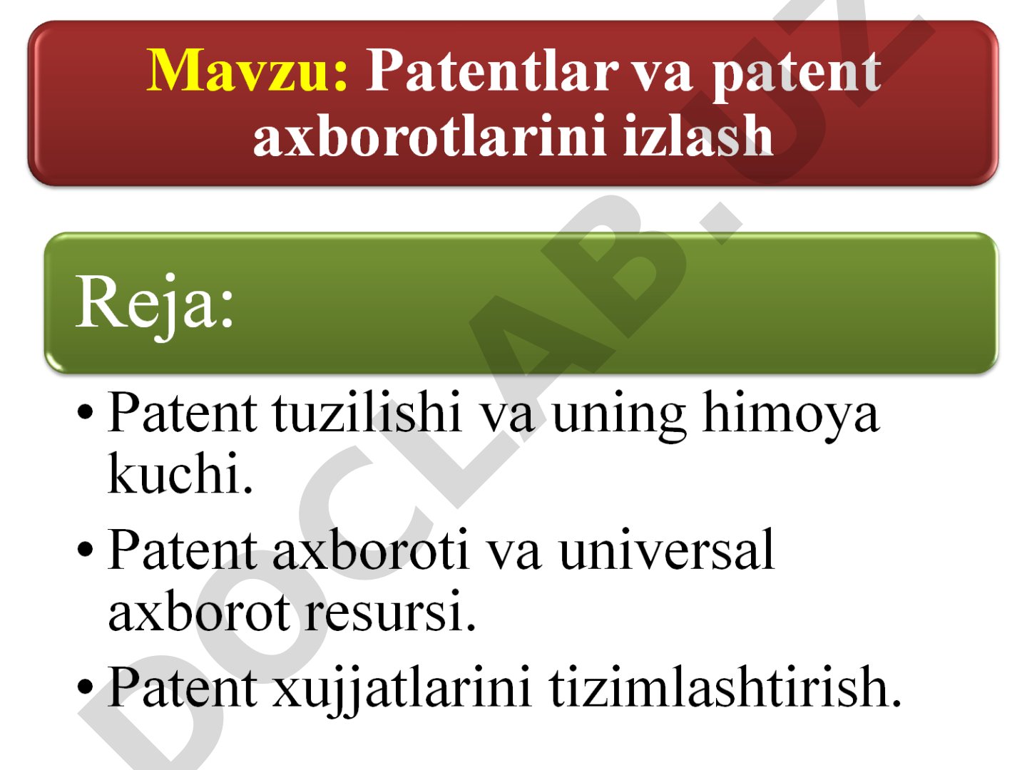 Patent huquqining manbalari va patent axborotining ahamiyati
