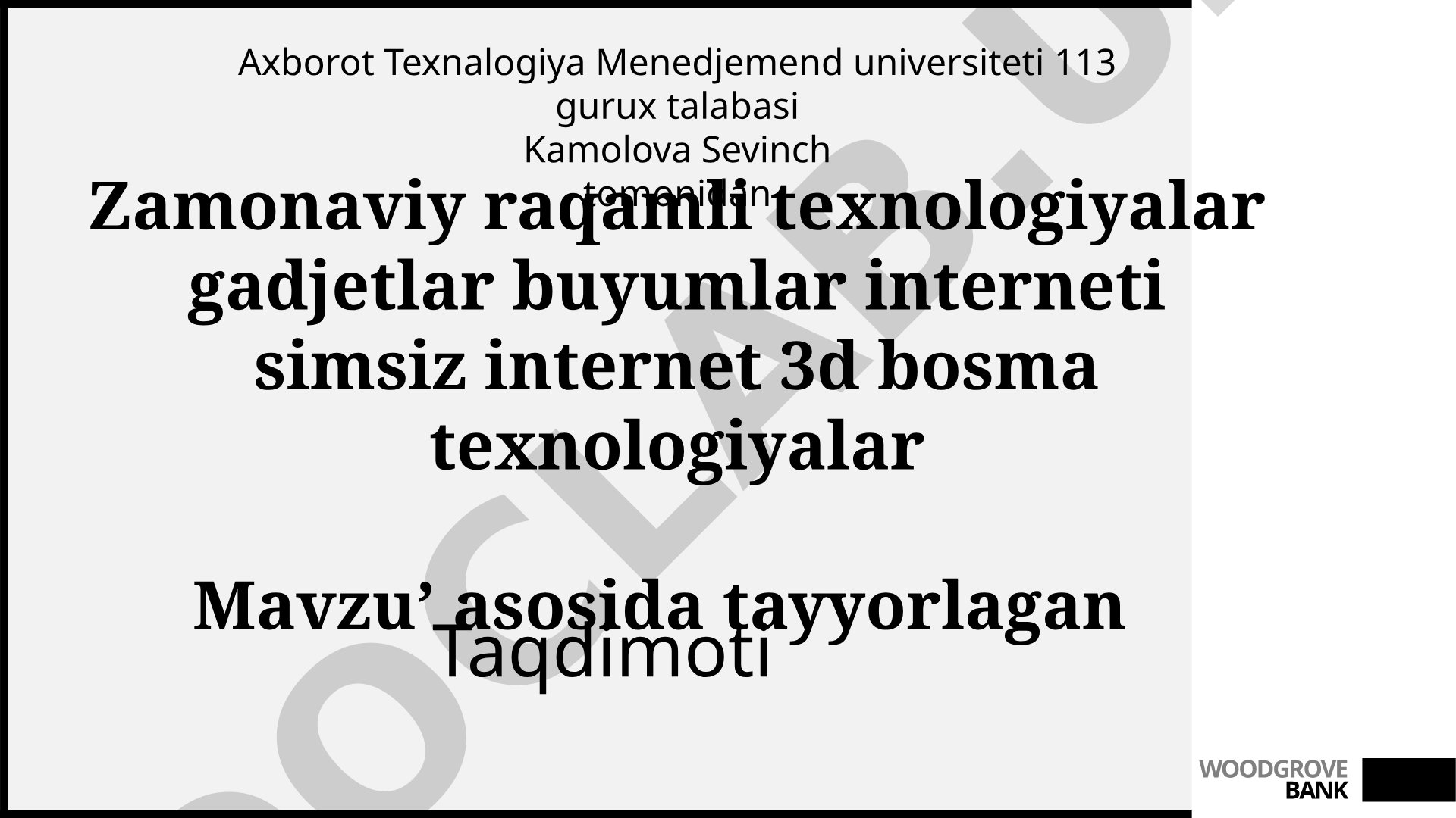 Zamonaviy raqamli texnologiyalar
